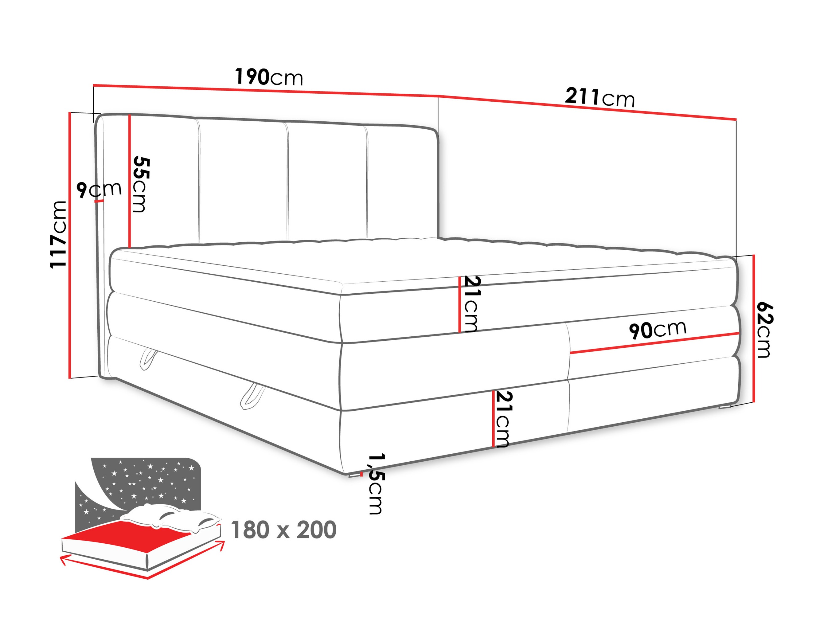 Letto continentale ComfiDream Caelion (Onega 18)