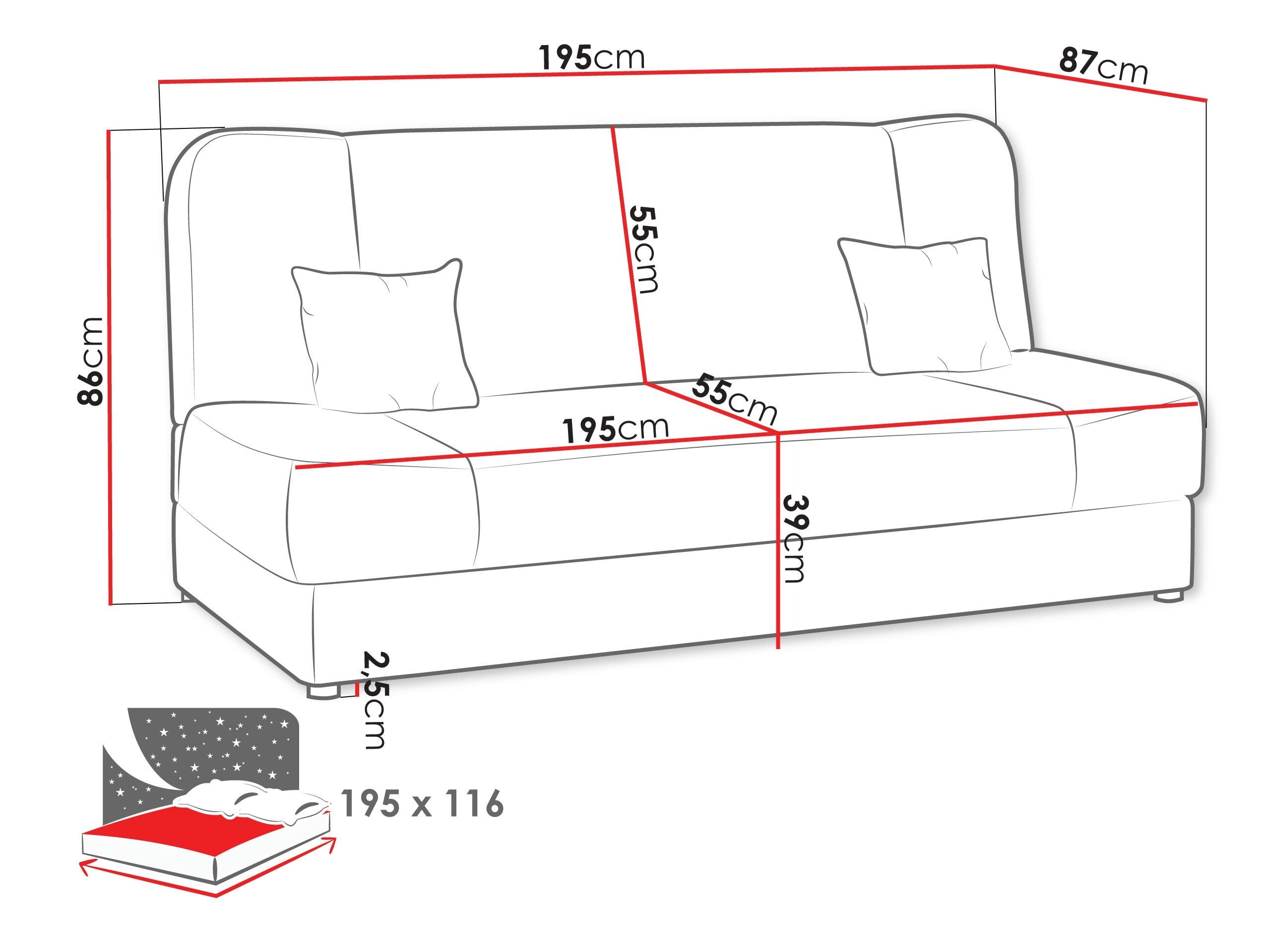 Divano letto Comfivo Cera (Magic Velvet 2202 + Magic Velvet 2250)