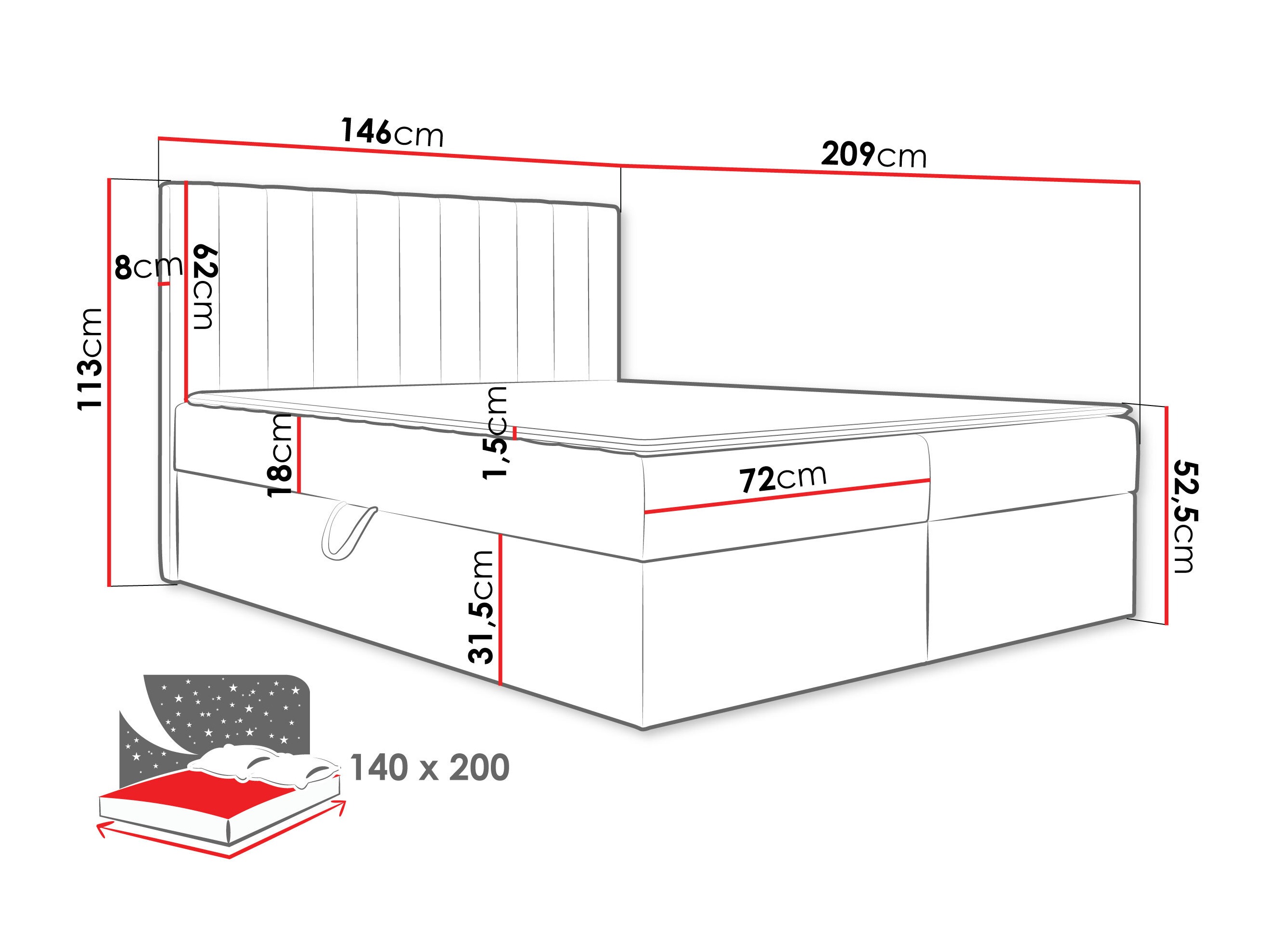 Letto continentale Garland 100 (Lima 46)
