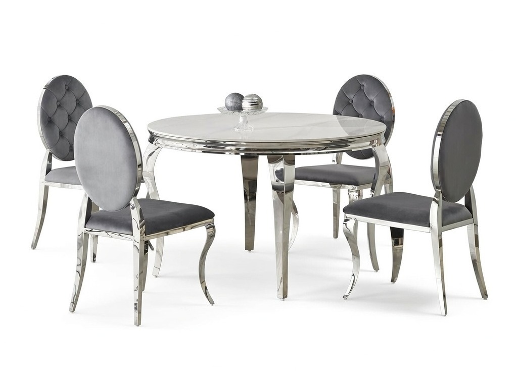 Set sala da pranzo Houston 1828 (Marmo bianco + Grigio)