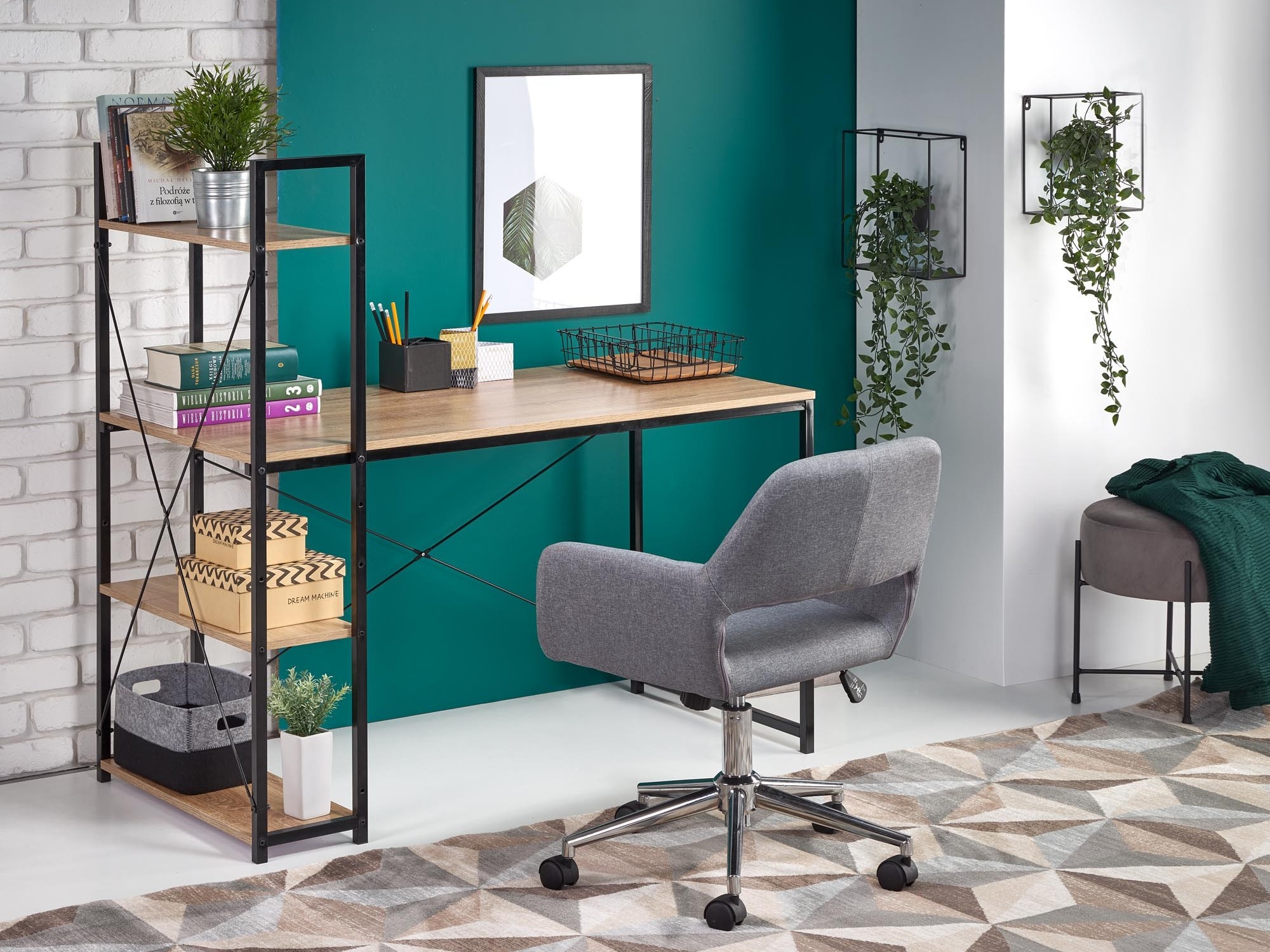 Scrivania da ufficio Houston 1888 (Sonoma quercia + Nero)