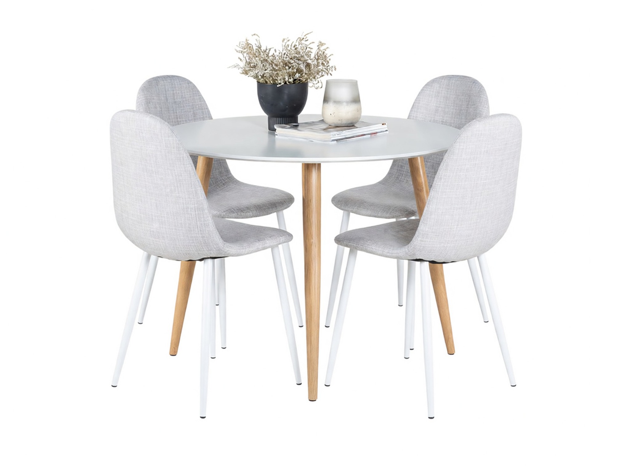Set sala da pranzo Dallas 291 (Grigio chiaro + Bianco)