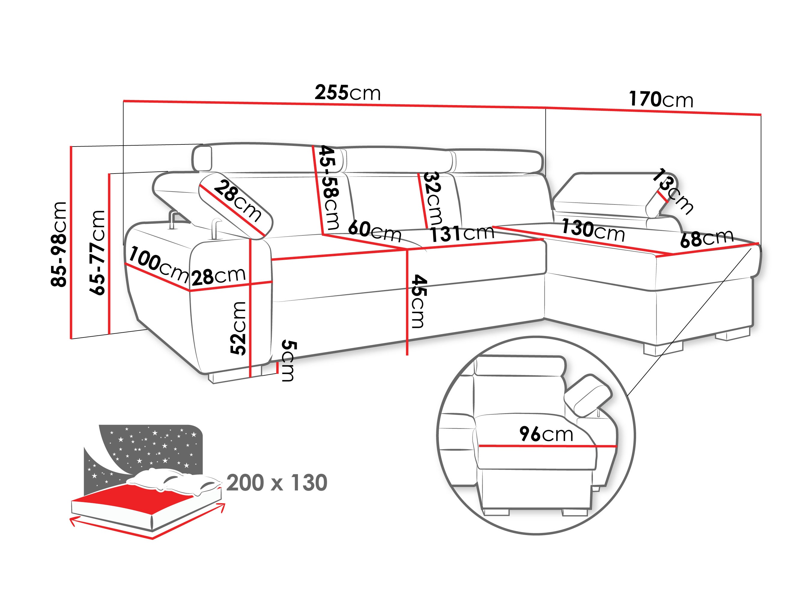 Divano angolare Columbus 252 (Lumo 65)