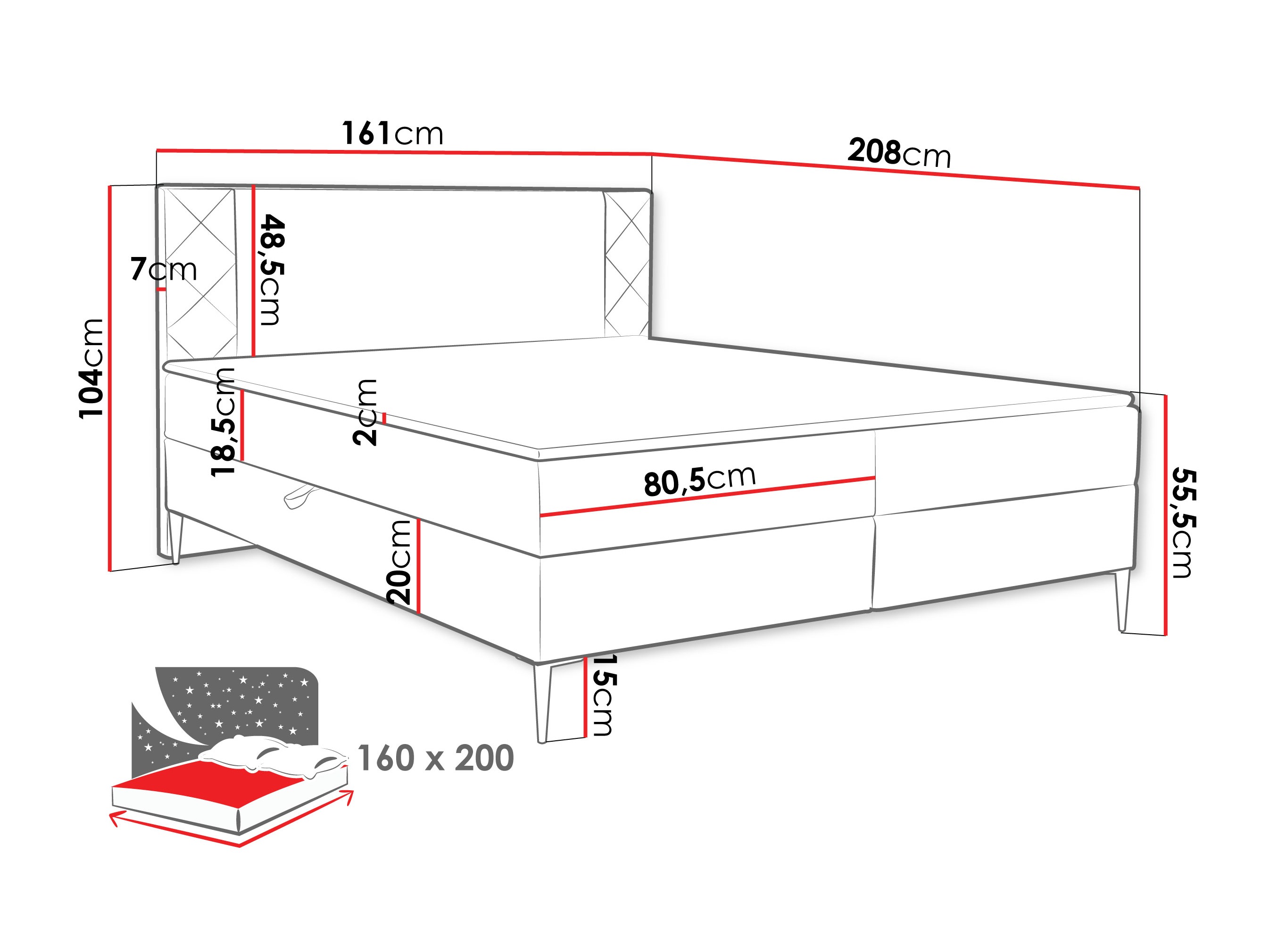 Letto continentale Providence 200 (Polo 877)