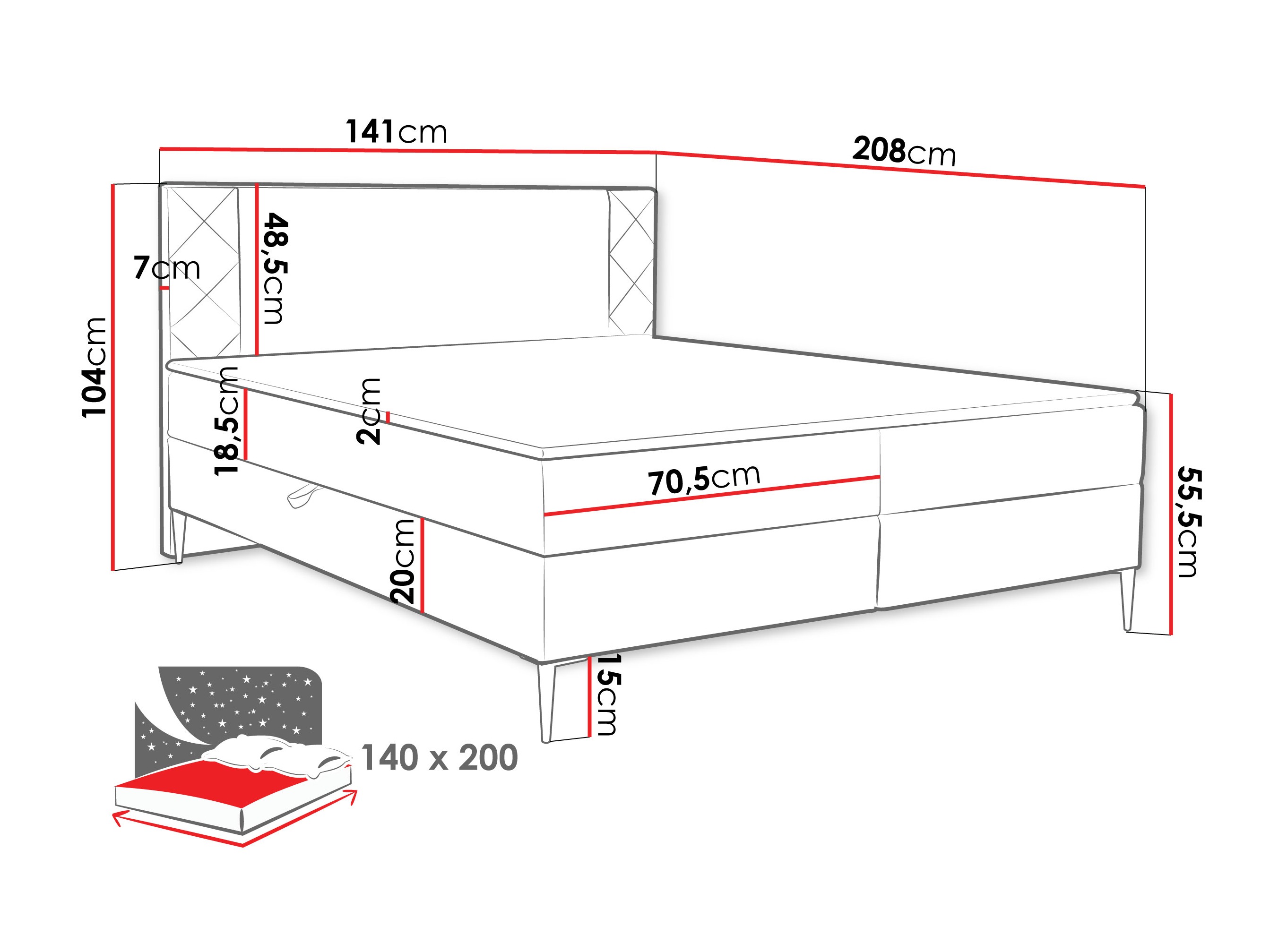 Letto continentale Providence 200 (Polo 894)