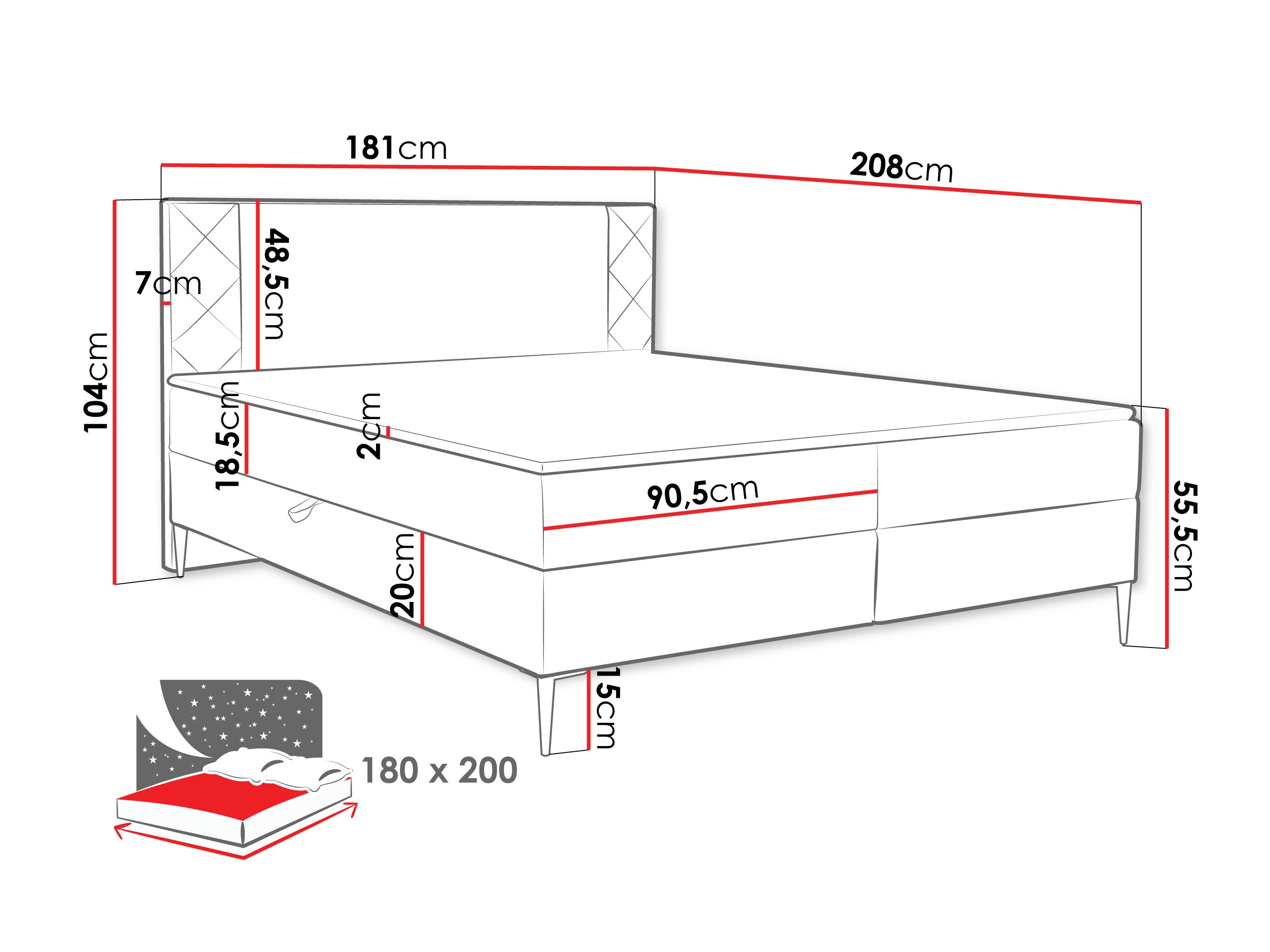 Letto continentale Providence 200 (Polo 894)