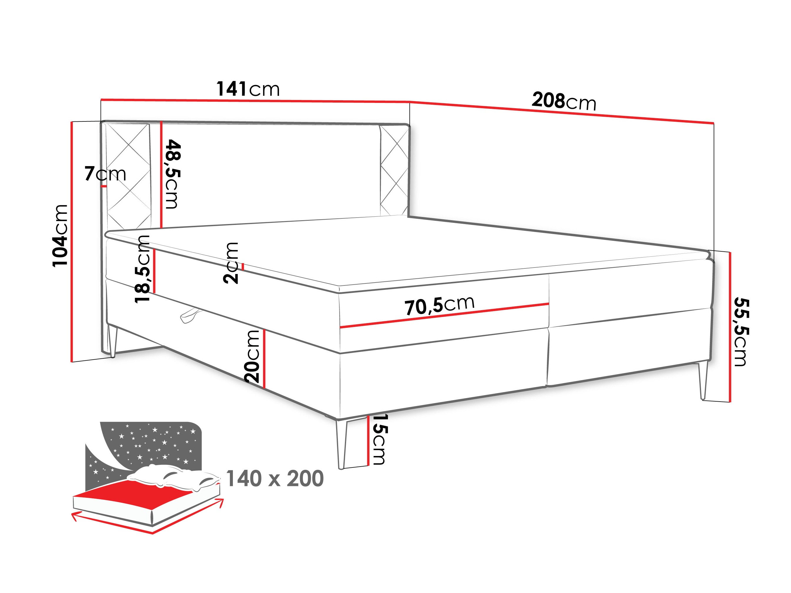 Letto continentale Providence 200 (Polo 897)