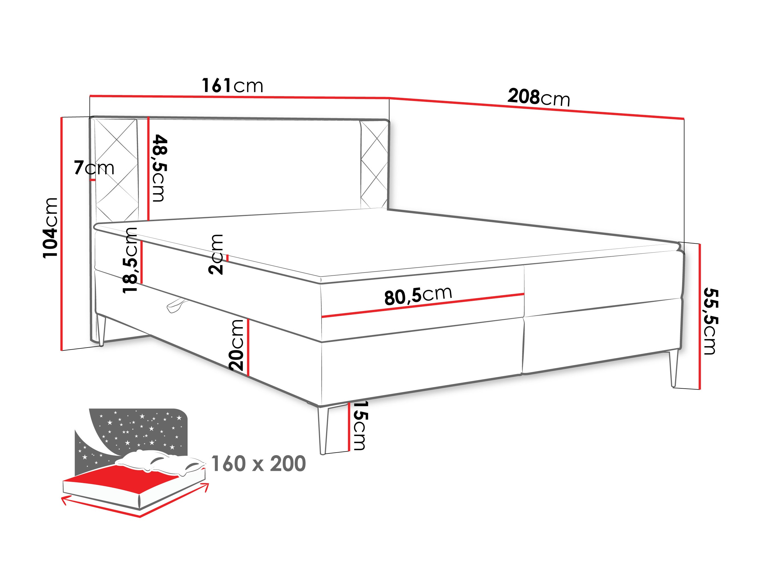Letto continentale Providence 200 (Polo 897)