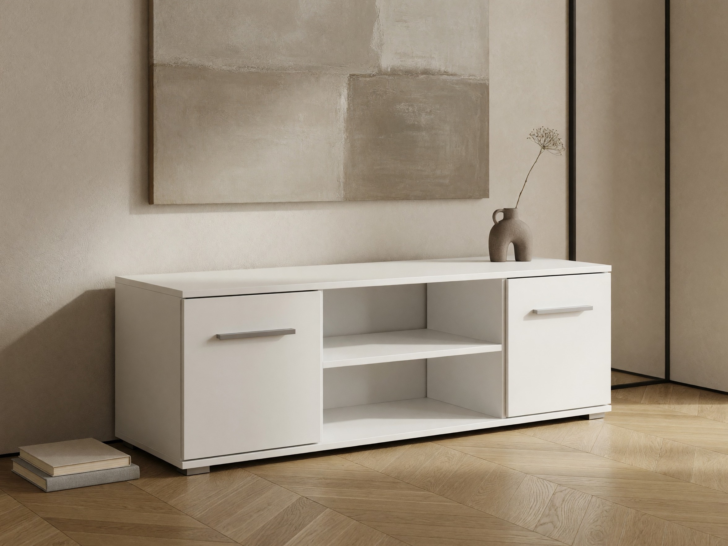 Mobile porta TV Cirveso 109 (Bianco + Bianco lucido)