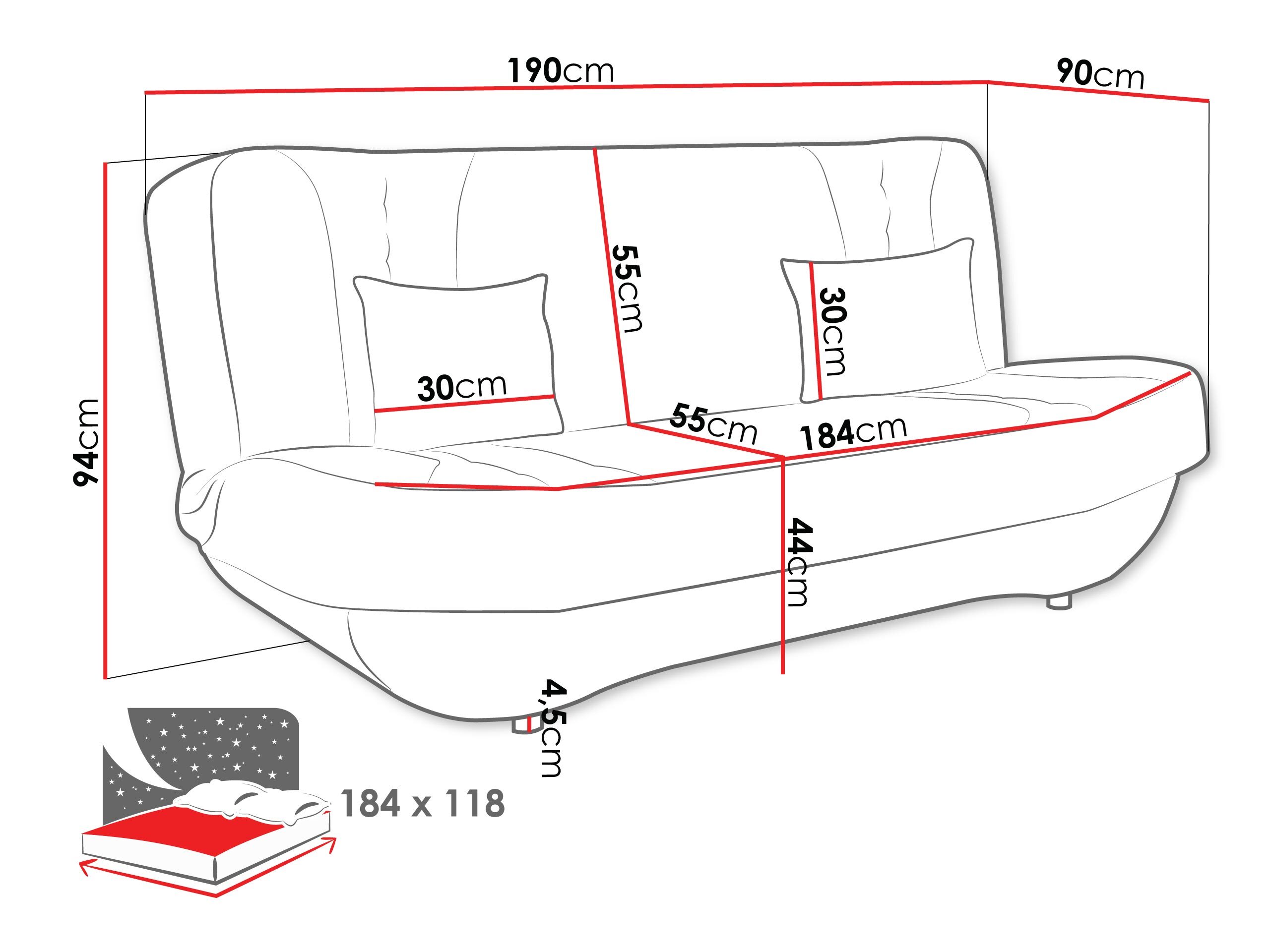 Divano letto Comfivo Cervus (Lumo 55)