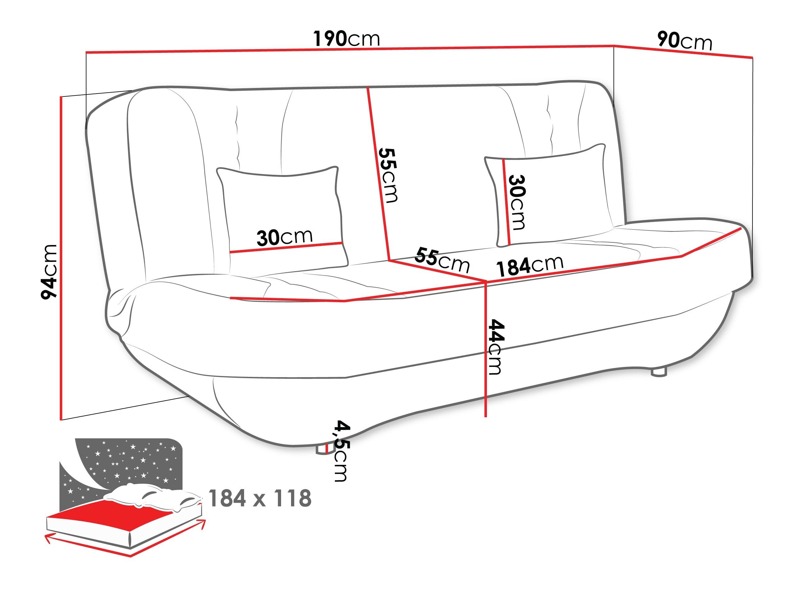 Divano letto Comfivo Cervus (Magic Velvet 2217 + Magic Velvet 2219)