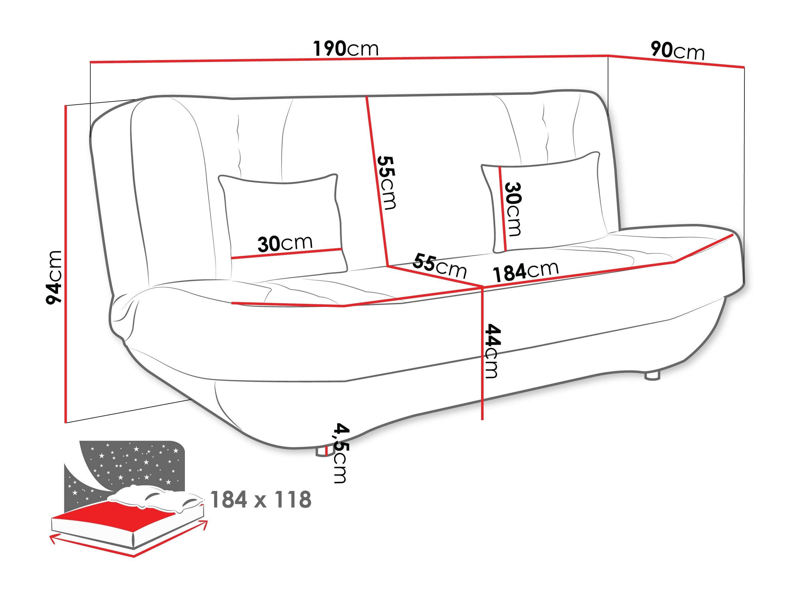 Divano letto Comfivo Cervus (Magic Velvet 2225 + Magic Velvet 2227)