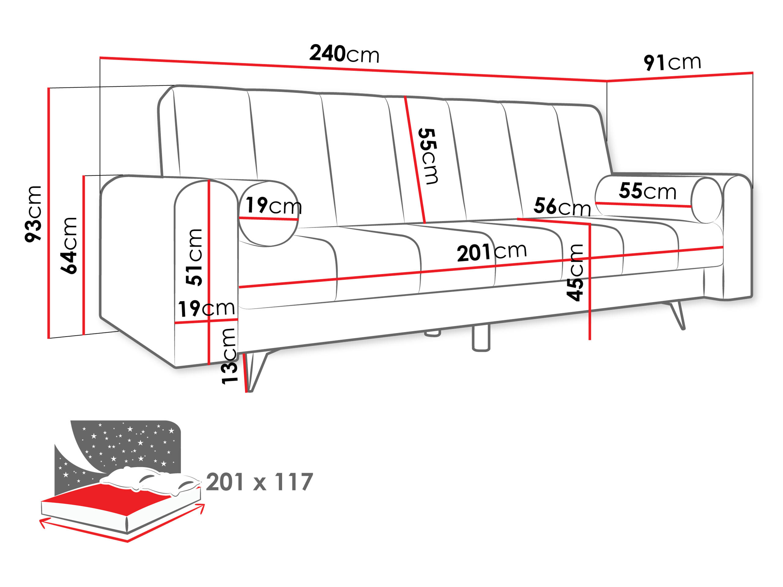 Divano letto Comfivo Luda (Sandu 224.02)