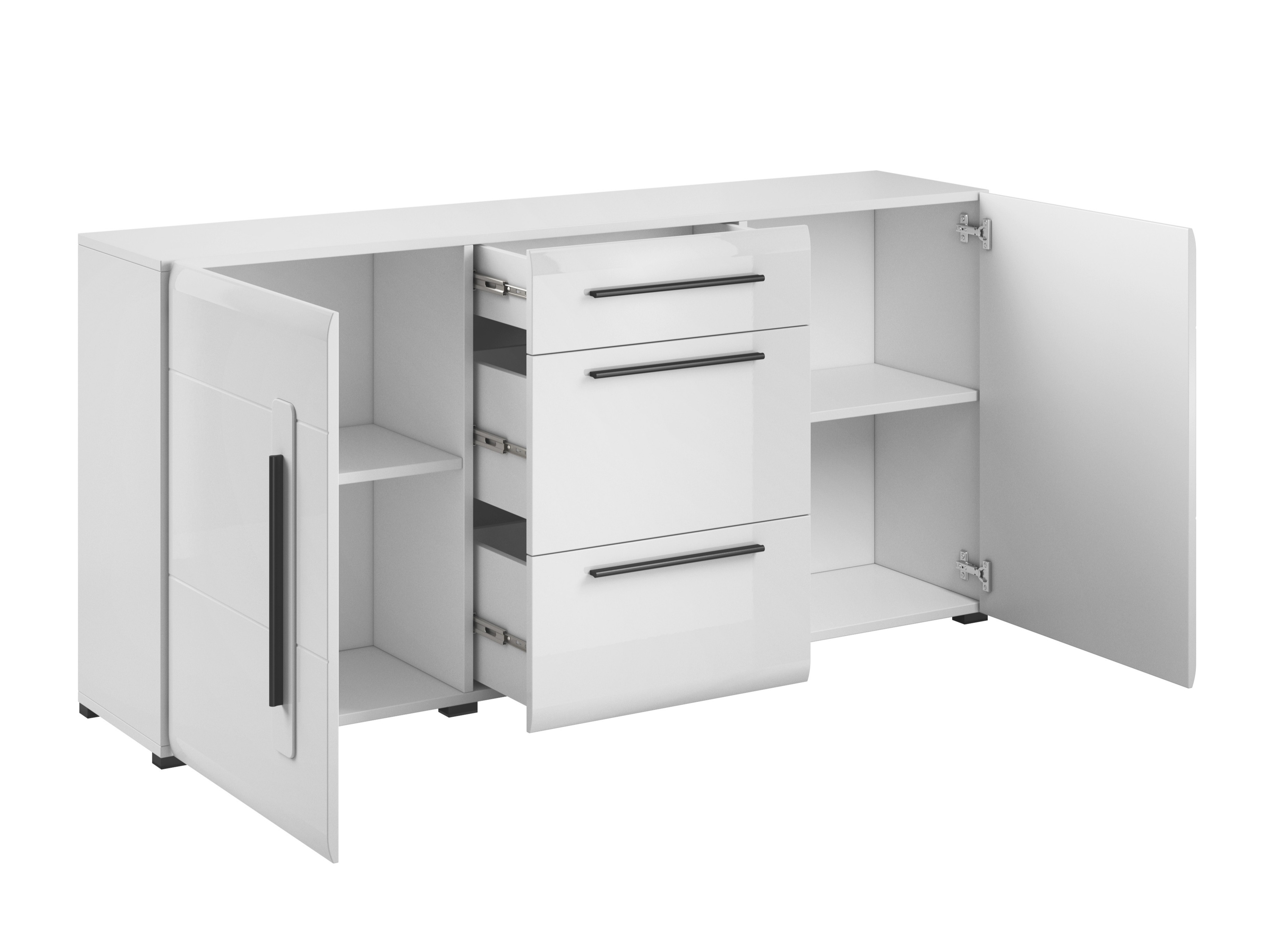 Cassettiera Ophsalu 108 (Bianco + Bianco lucido)