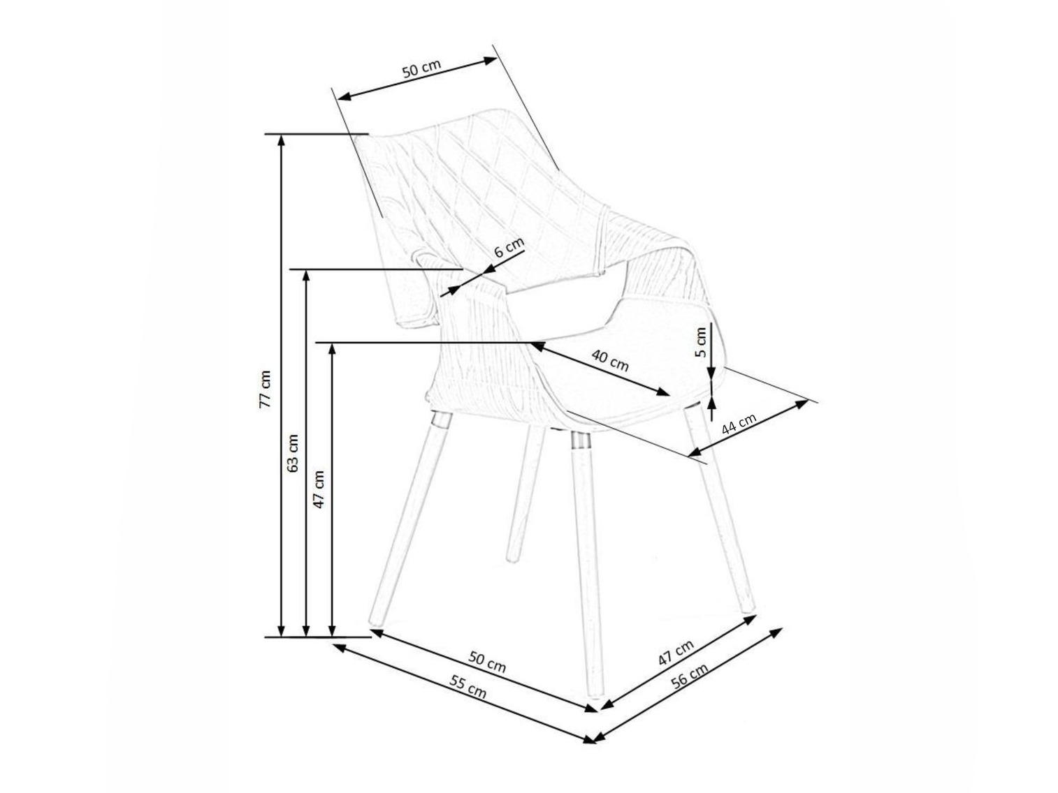 Sedia Houston 720 (Luminoso legno + Nero)