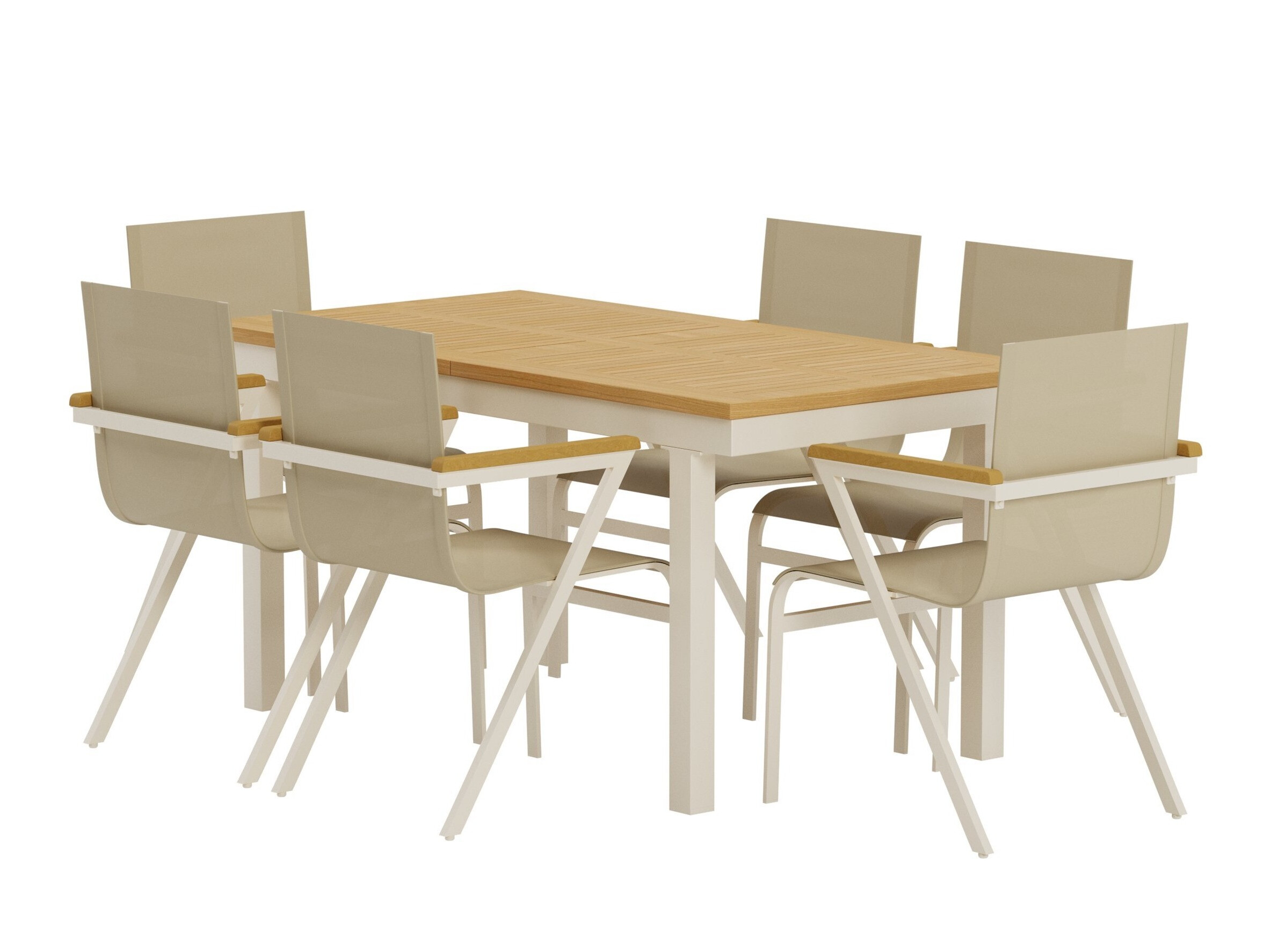 Tavolo e sedie set Dallas 5203 (Teak + Beige)