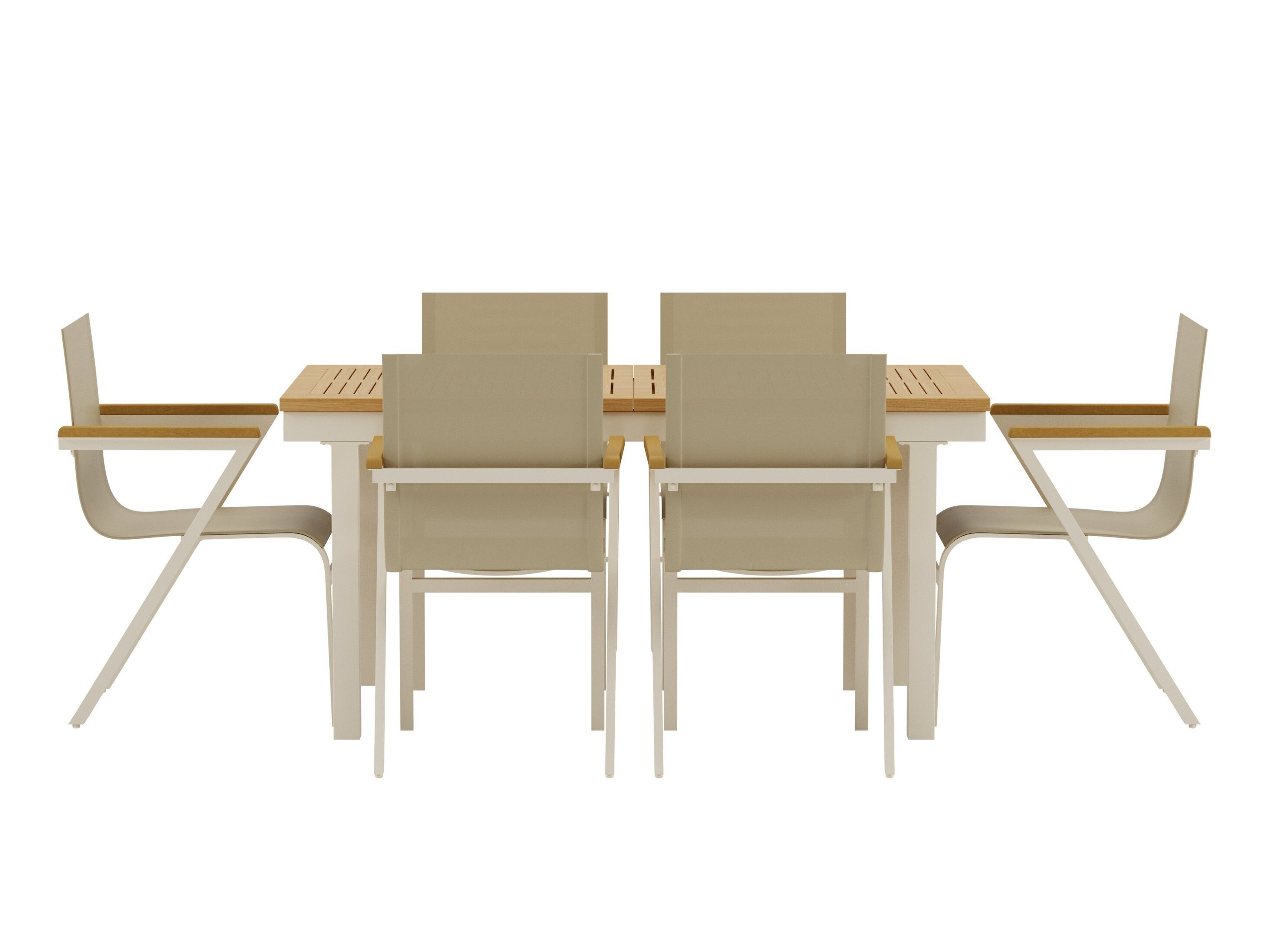 Tavolo e sedie set Dallas 5203 (Teak + Beige)