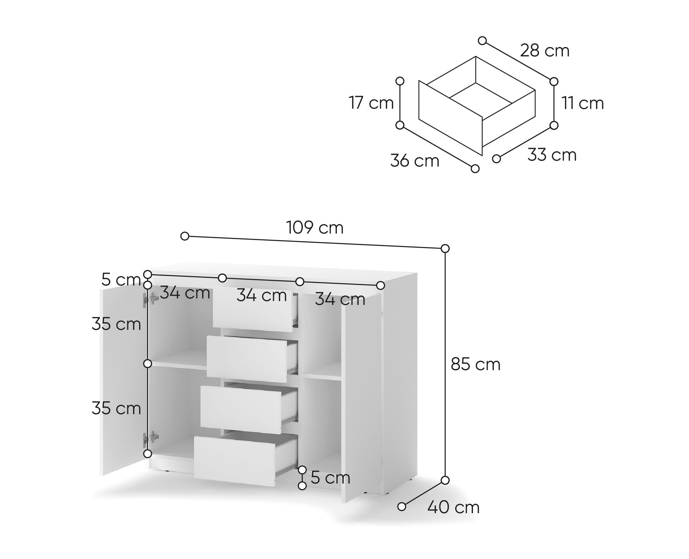 Cassettiera Cirdelu 105 (Bianco)