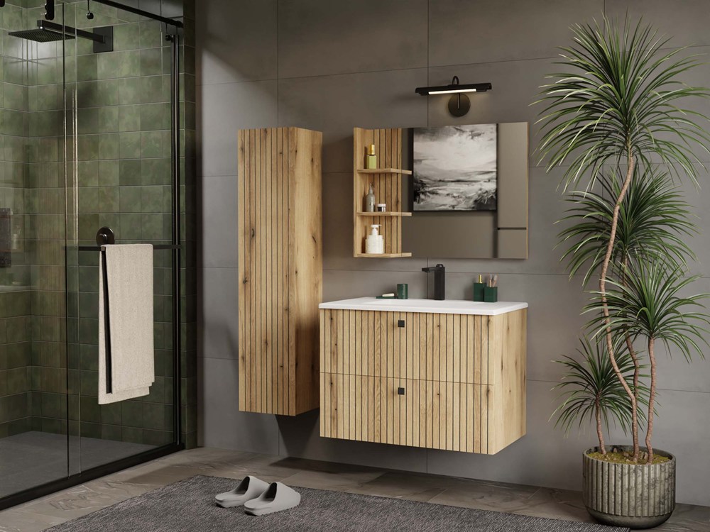 Comodino da bagno per lavandino Mandeville 315 (Quercia)
