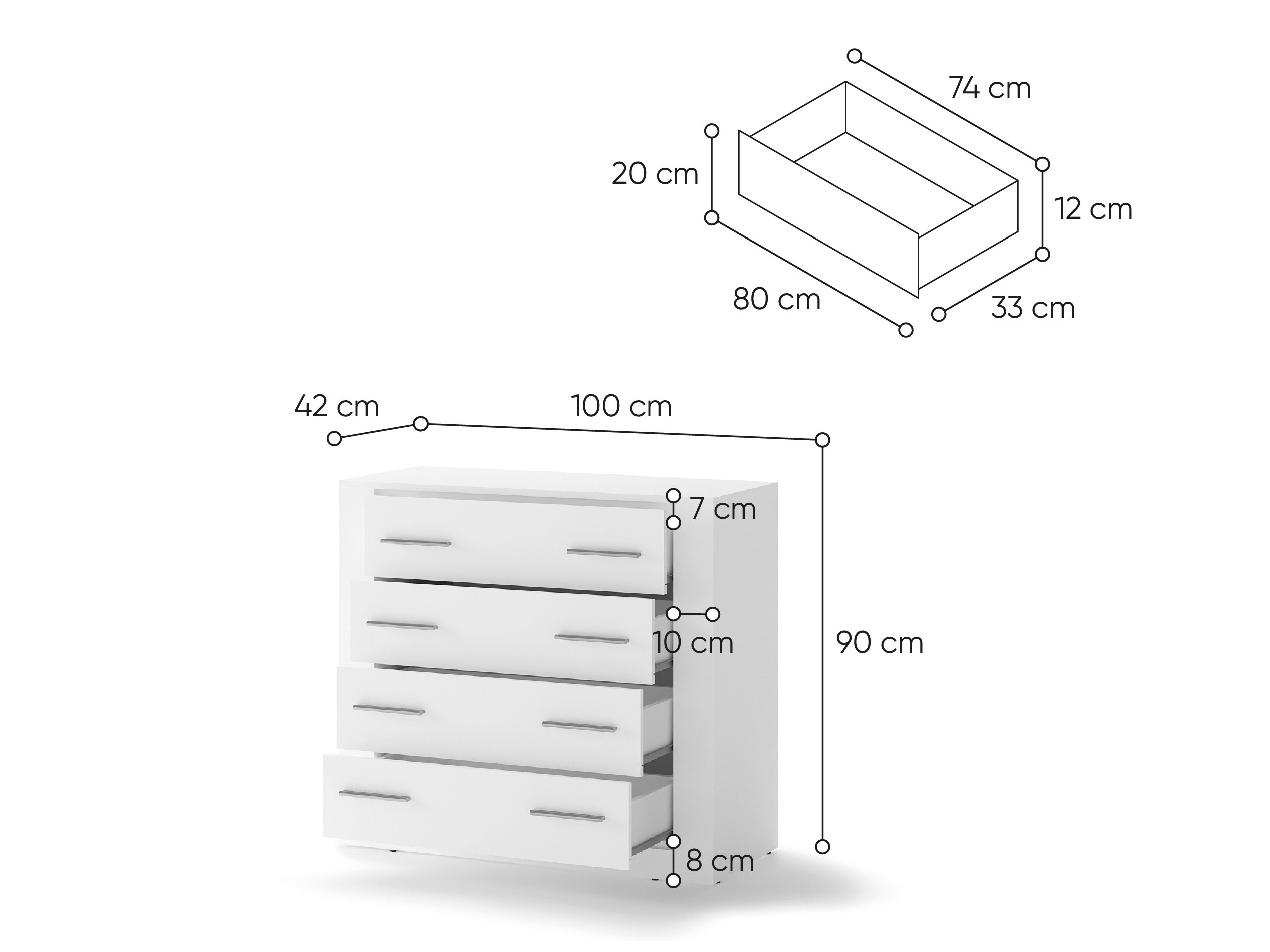 Cassettiera Cirdelu 110 (Bianco)