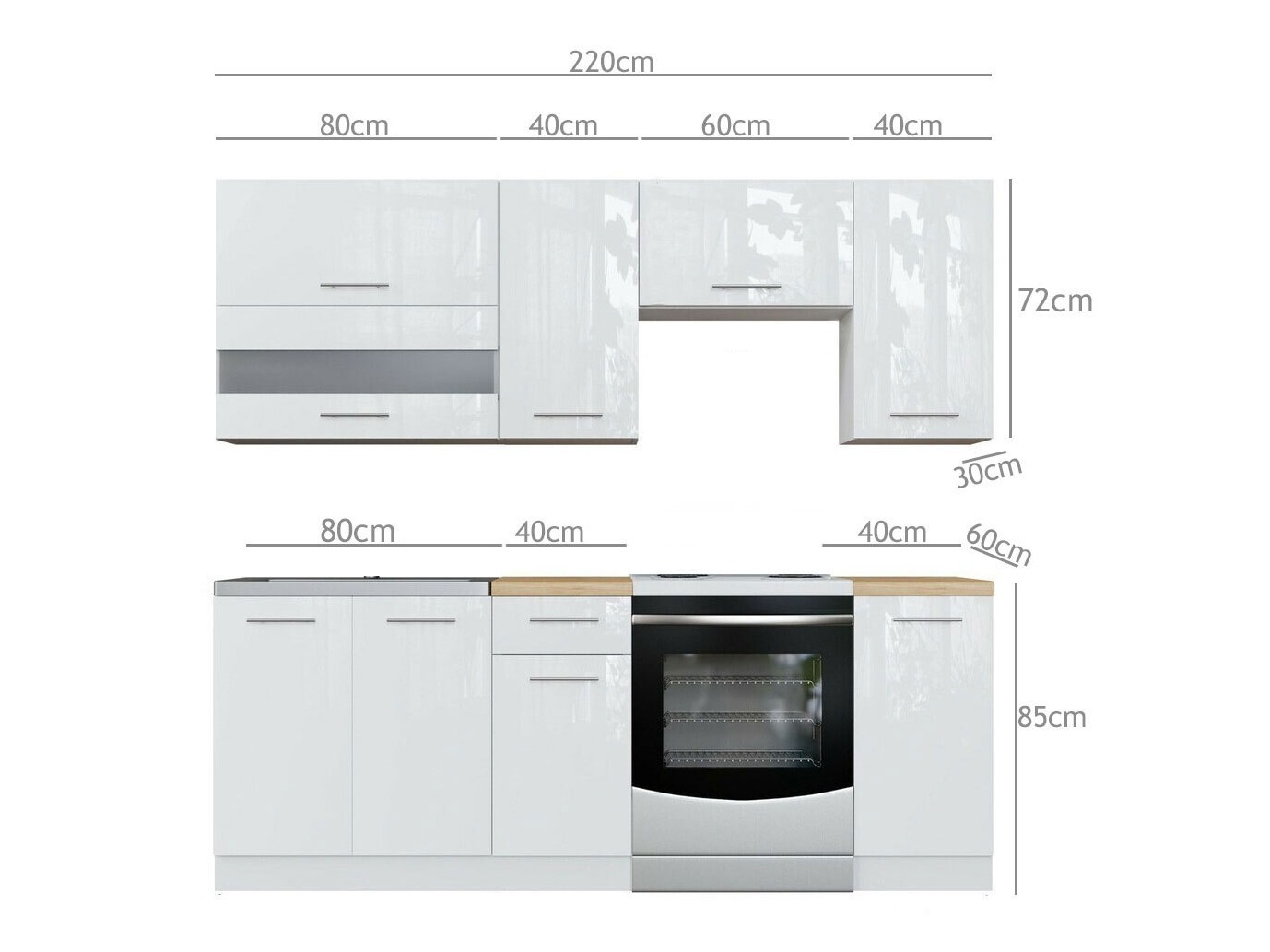 Set da cucina modulare Tiffa Grey 104