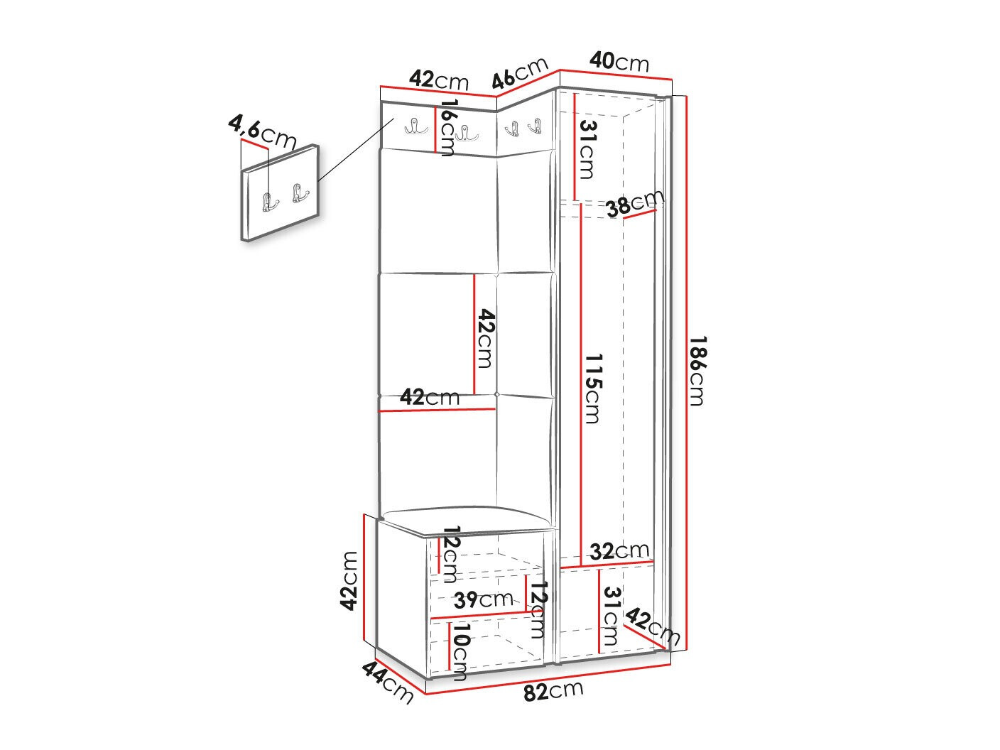 Set arredo da corridoio Hartford 382 (Nero)