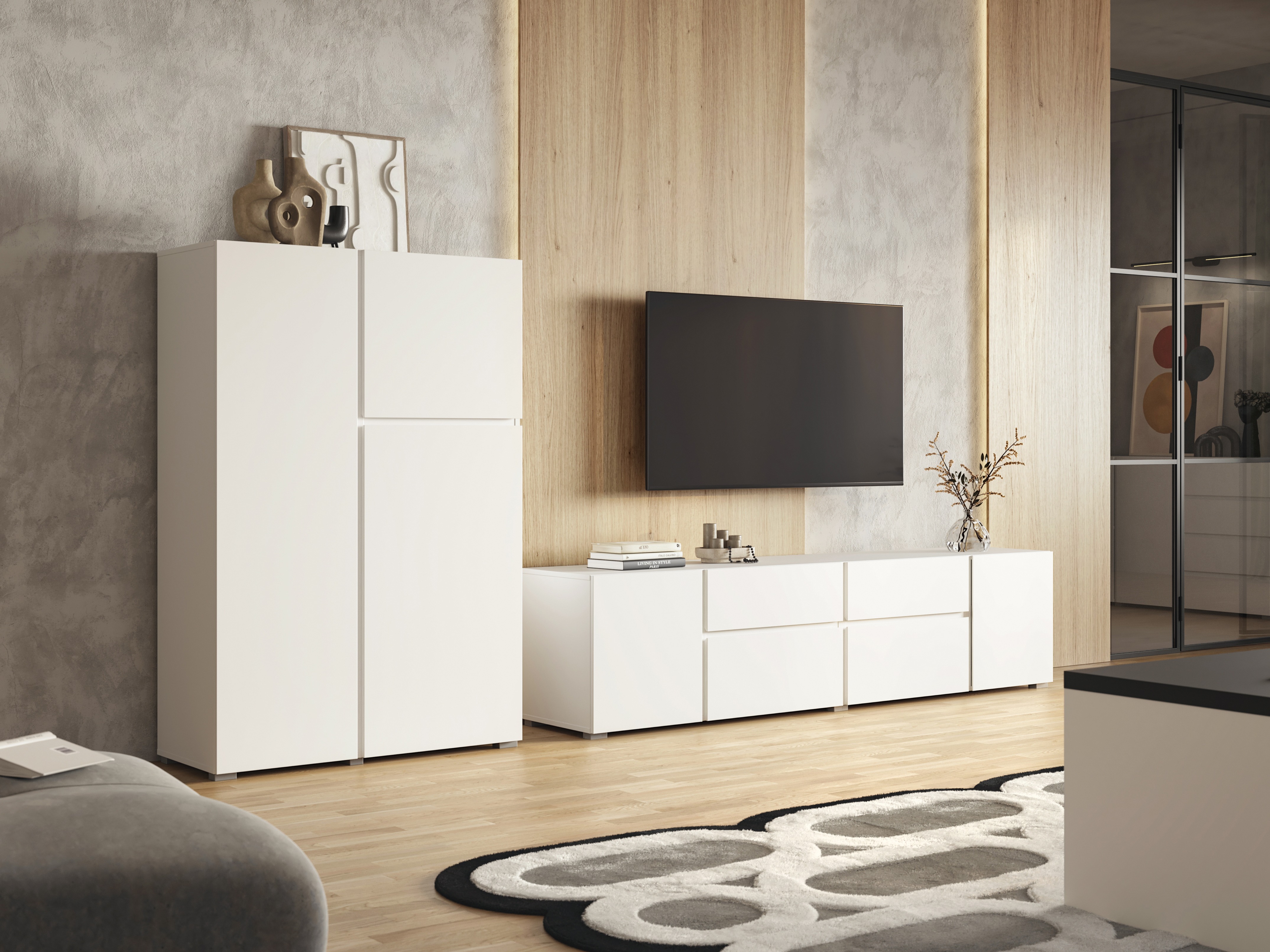 Parete attrezzata Elbleve 104 (Bianco)