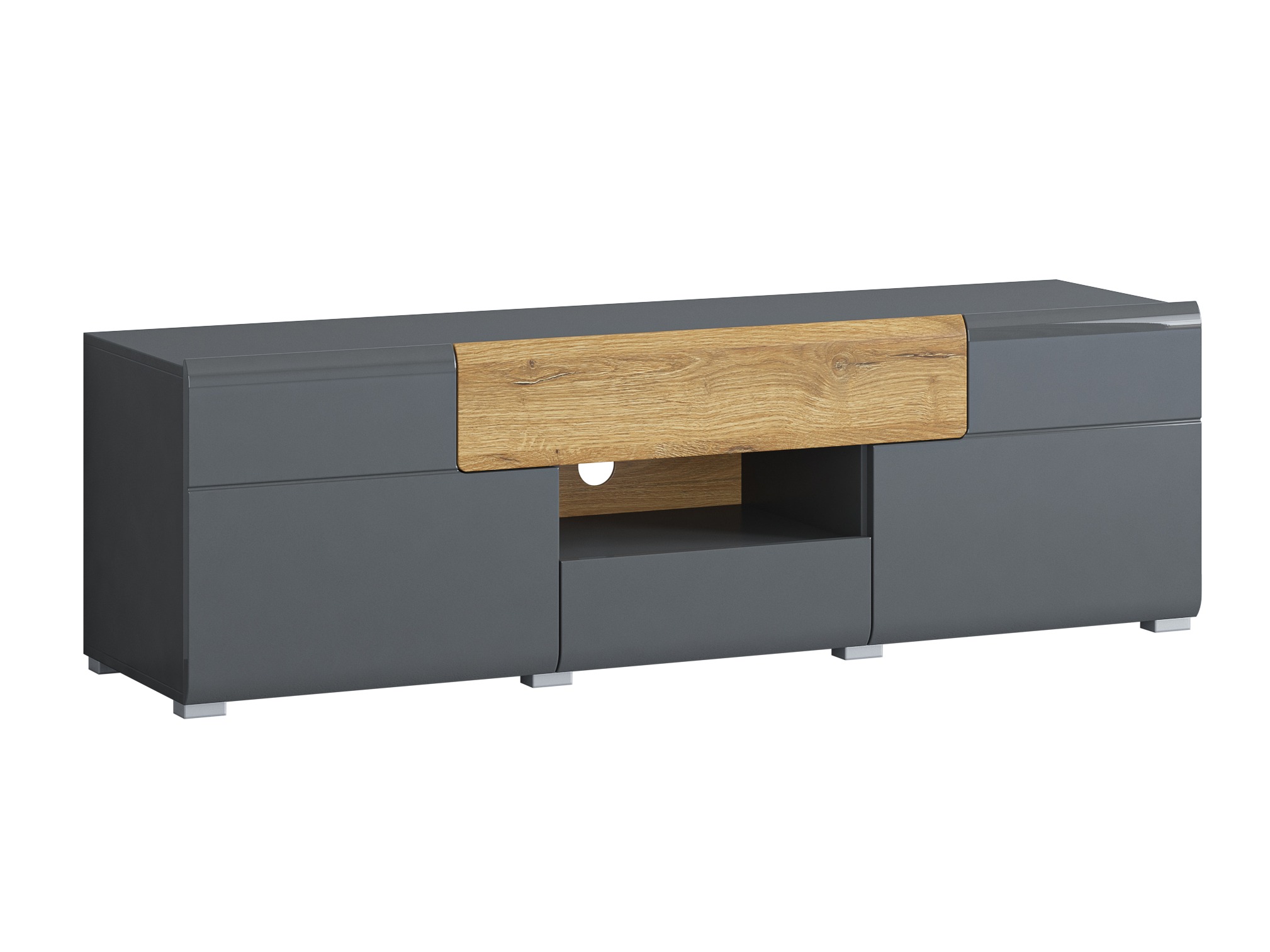 Mobile porta TV Torsone 101 (Antracite + Gloss antracite + Nipote di quercia)