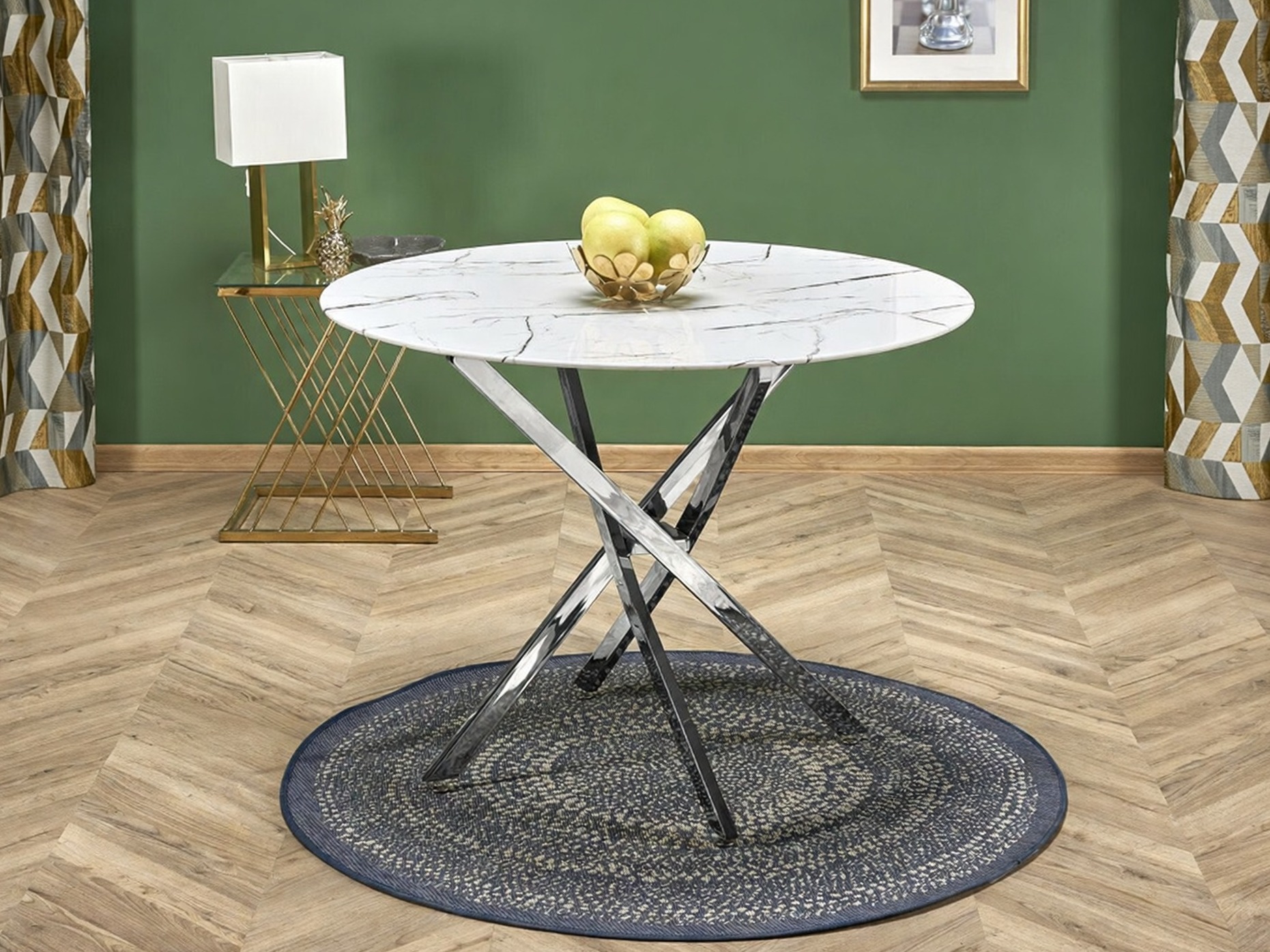 Tavolo Houston 1538 (Argento + Marmo bianco)