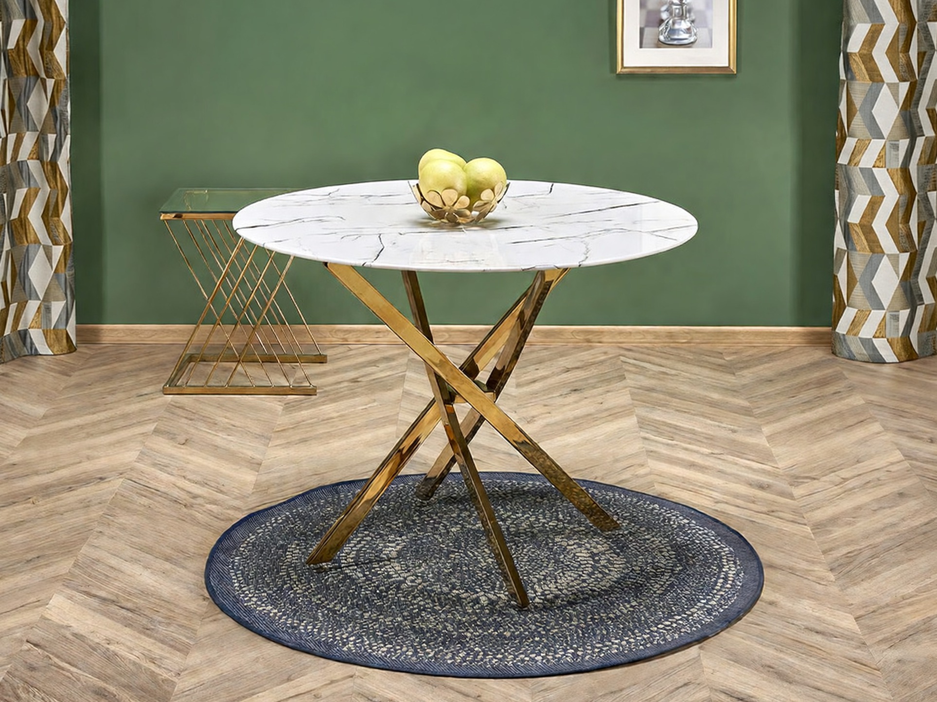 Tavolo Houston 1538 (D'oro + Marmo bianco)