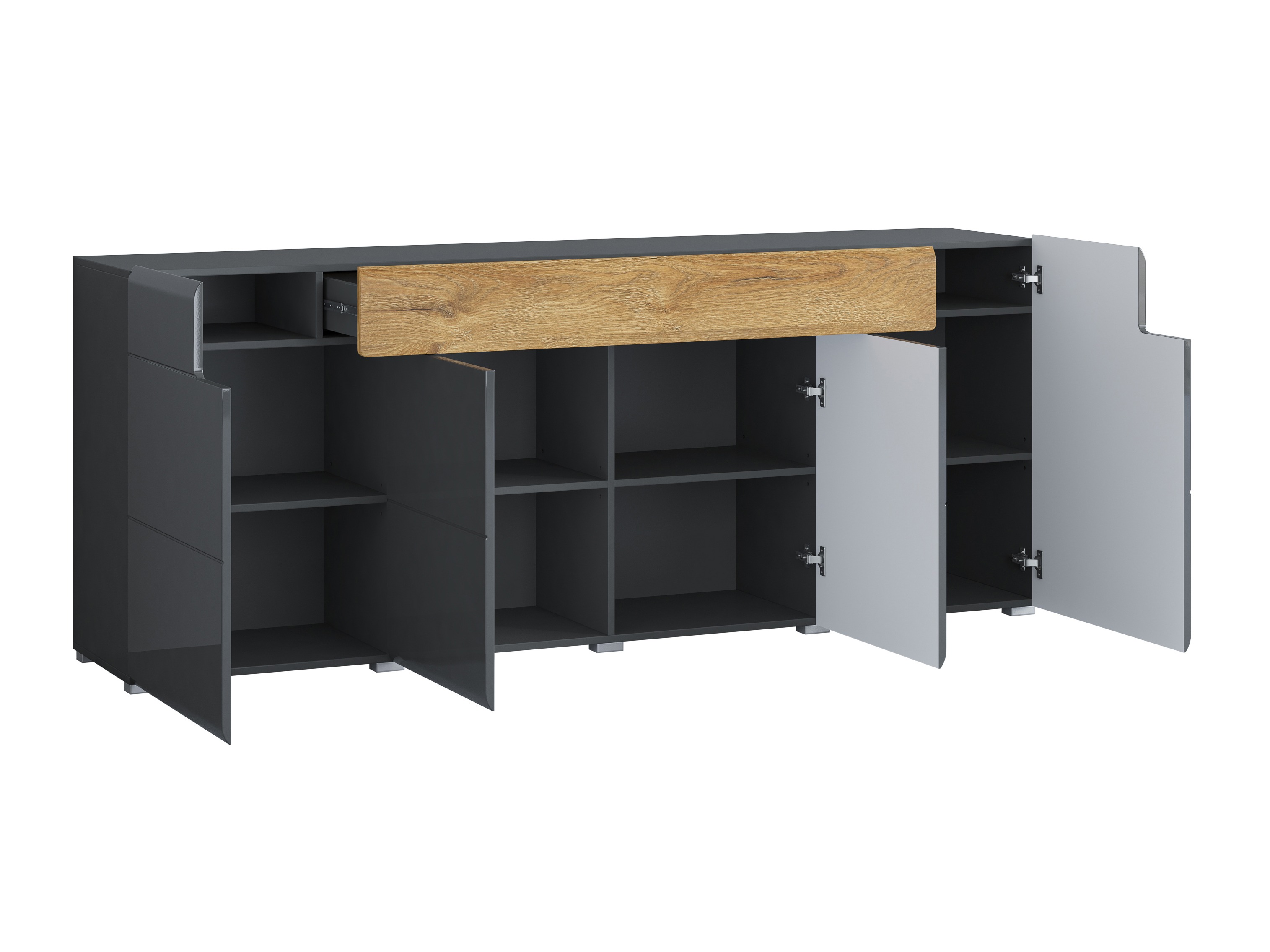 Cassettiera Torsone 102 (Antracite + Gloss antracite + Nipote di quercia)