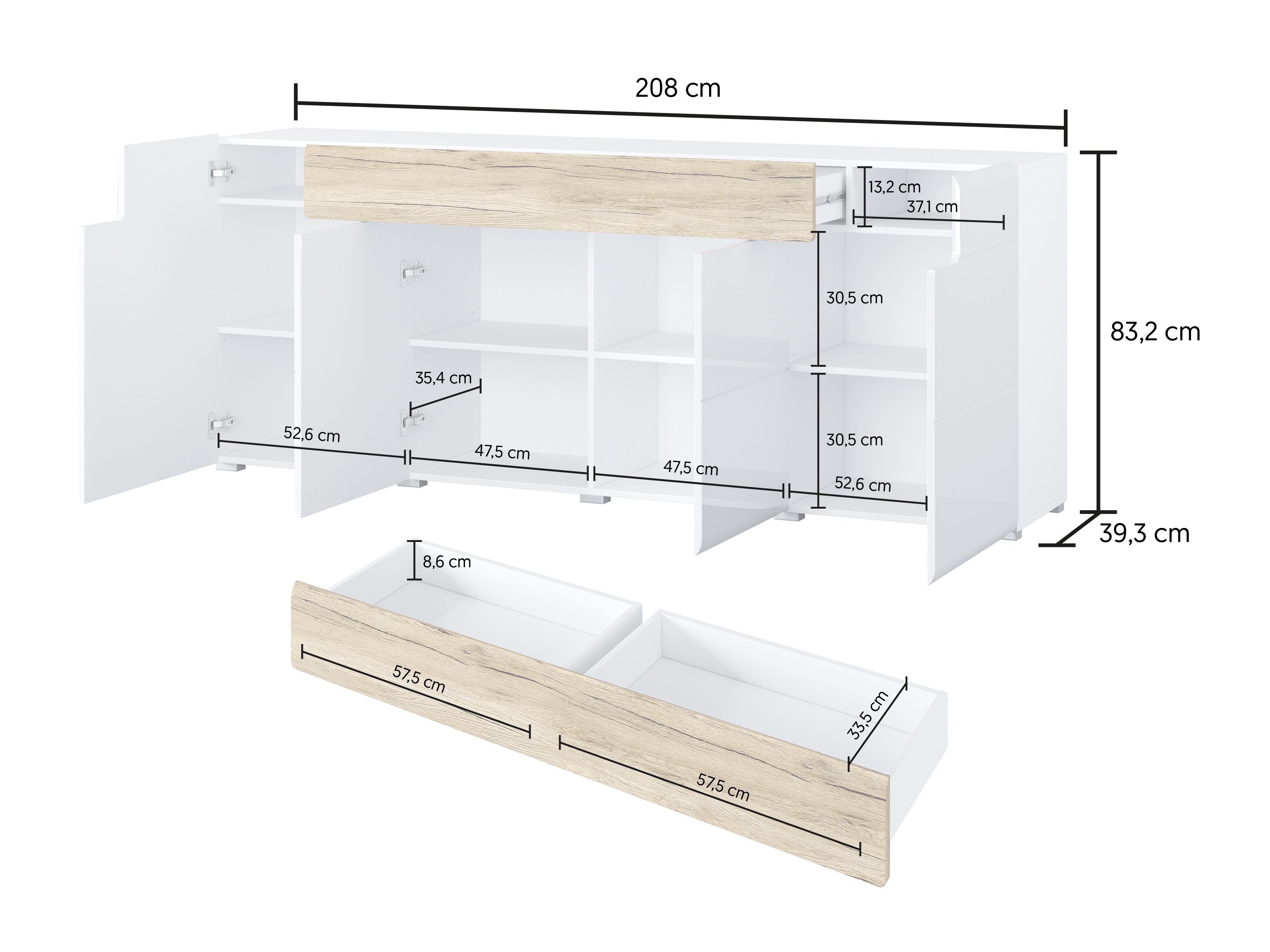 Cassettiera Torsone 102 (Antracite + Gloss antracite + Nipote di quercia)