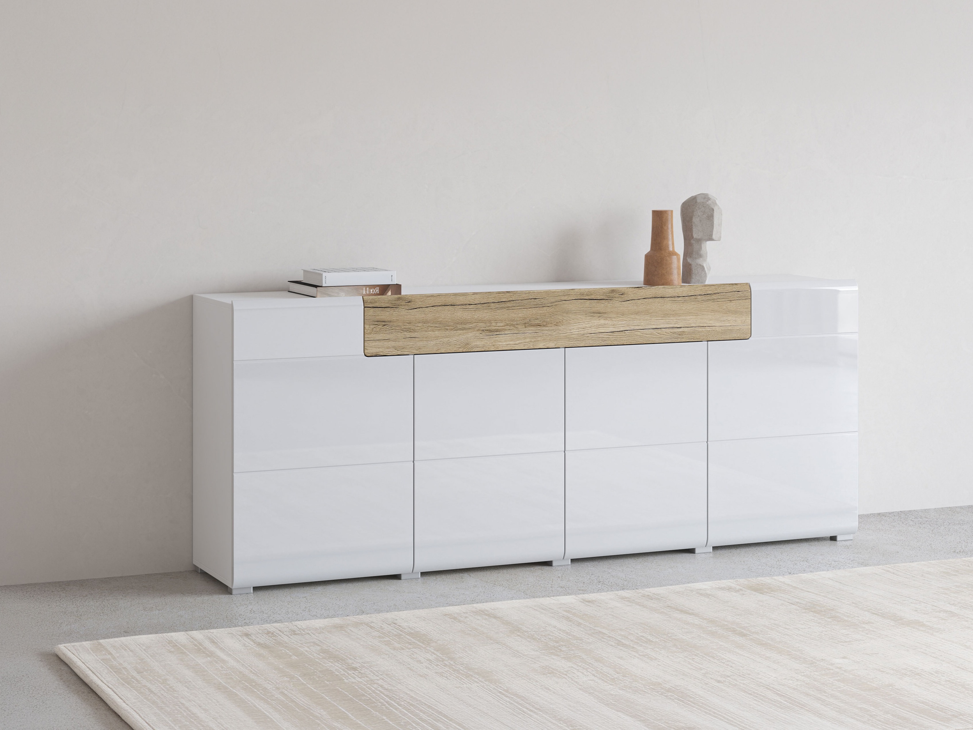 Cassettiera Torsone 102 (Bianco + Bianco lucido + Quercia sanremo)