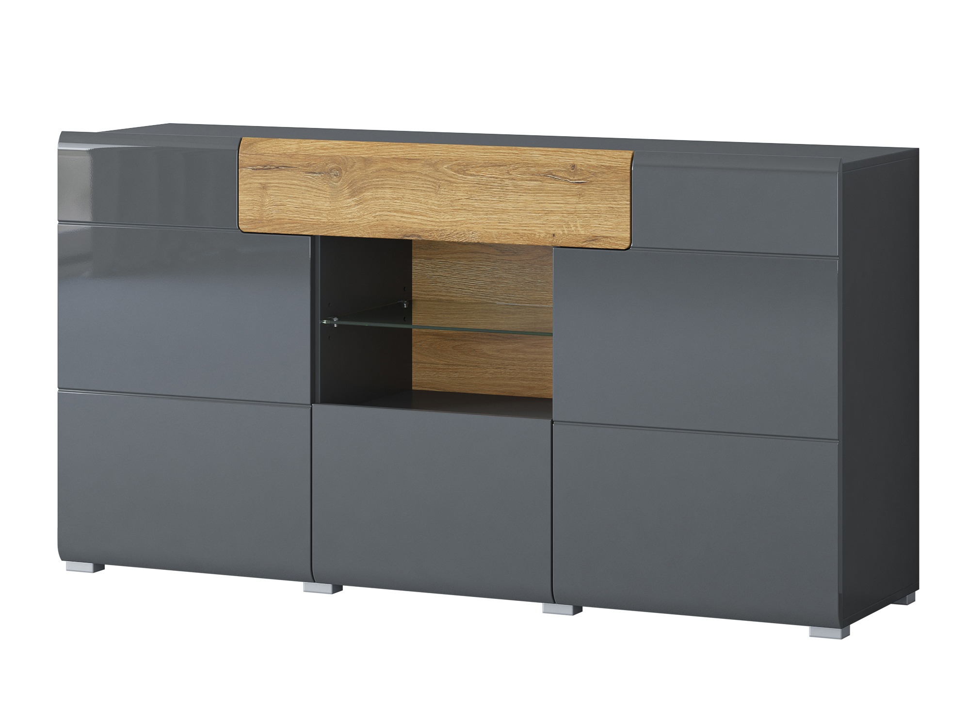 Cassettiera Torsone 108 (Antracite + Gloss antracite + Nipote di quercia)