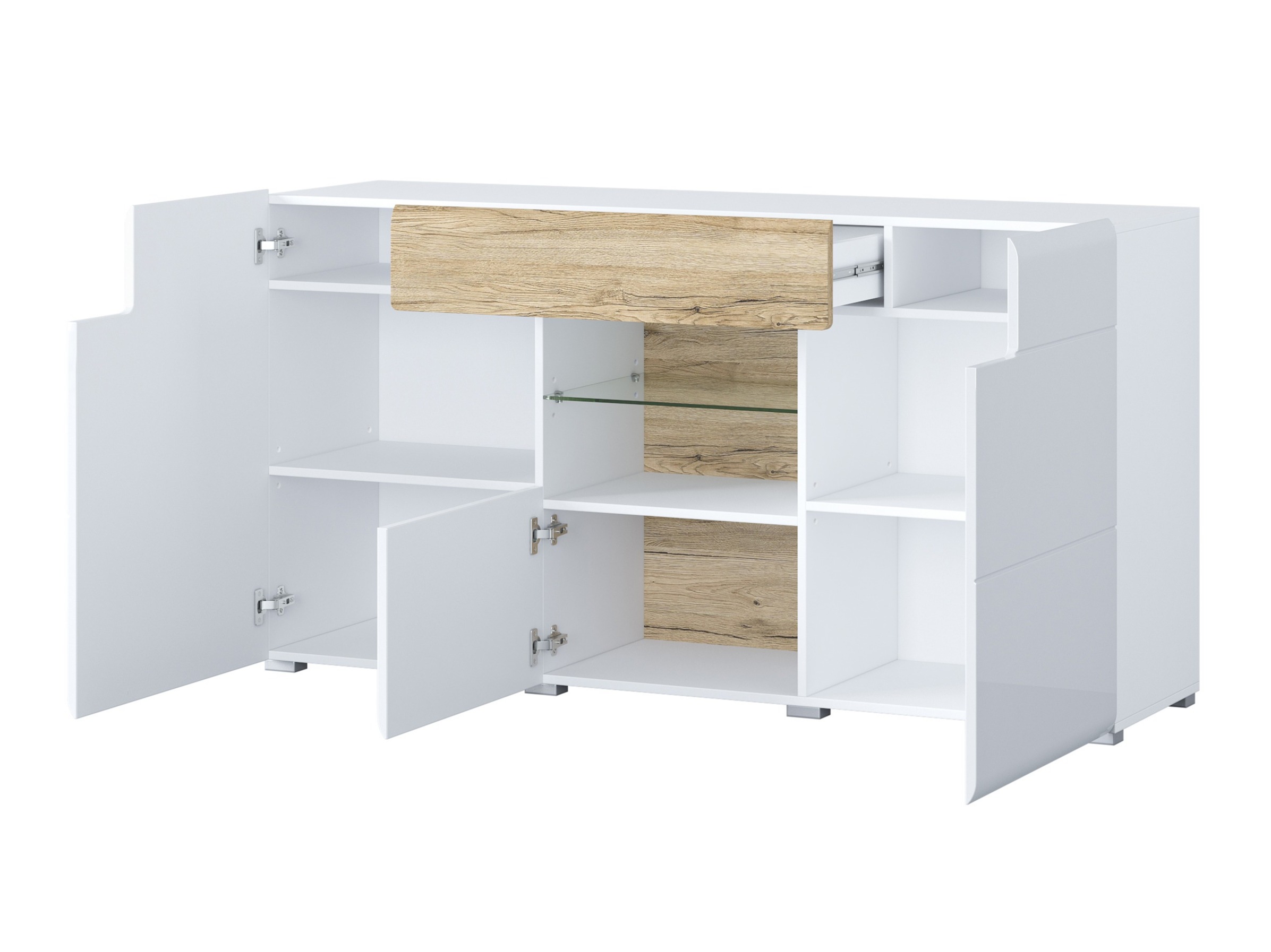 Cassettiera Torsone 108 (Bianco + Bianco lucido + Quercia sanremo)