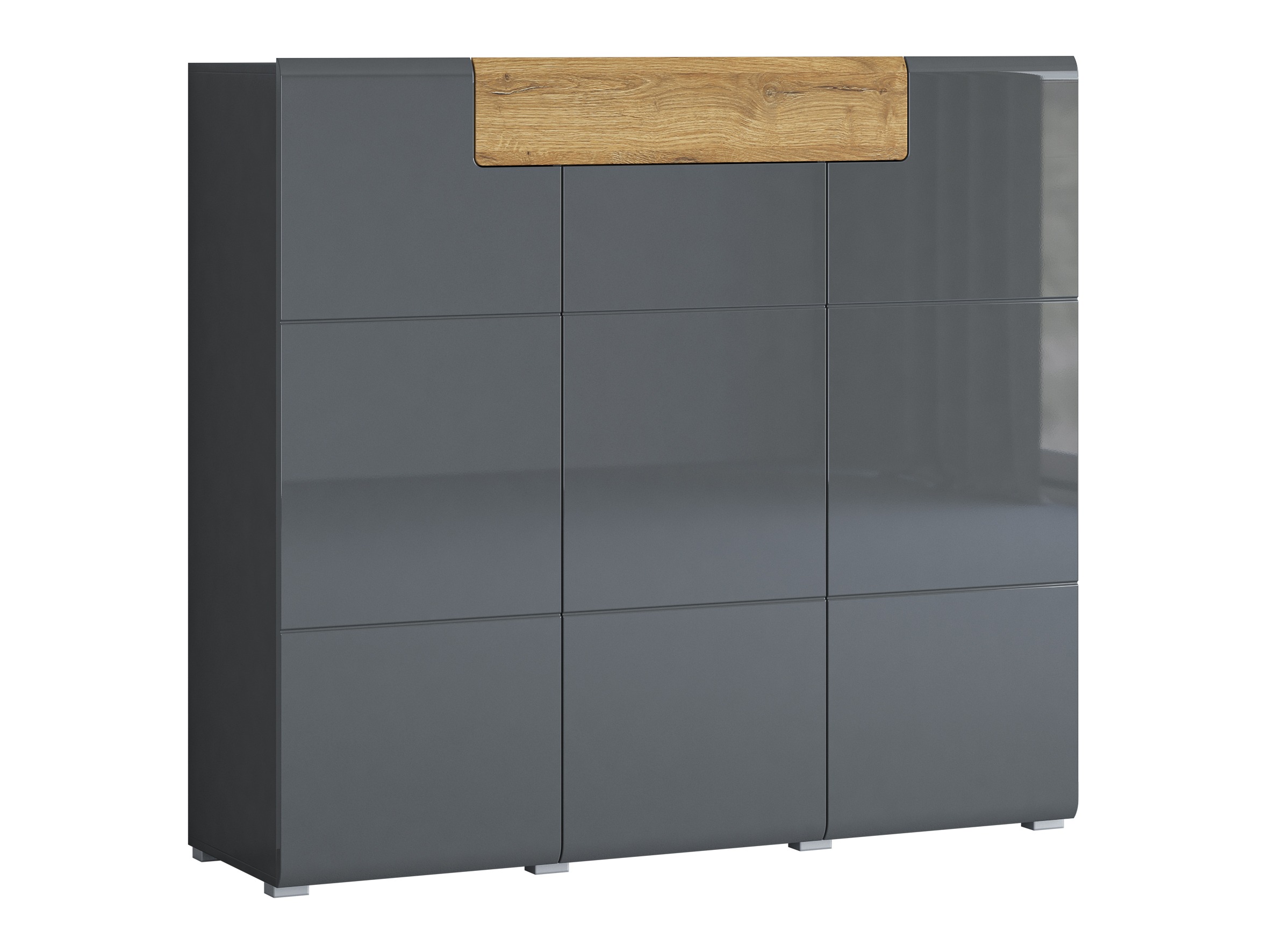 Cassettiera Torsone 112 (Antracite + Gloss antracite + Nipote di quercia)