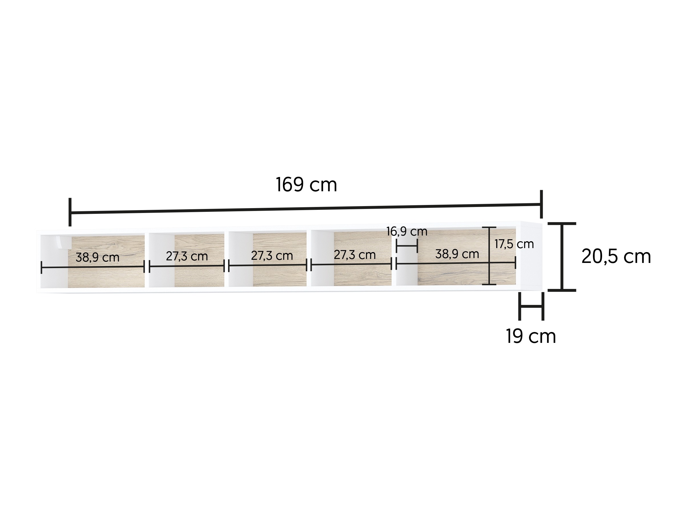 Mensola Torsone 105 (Antracite + Nipote di quercia)