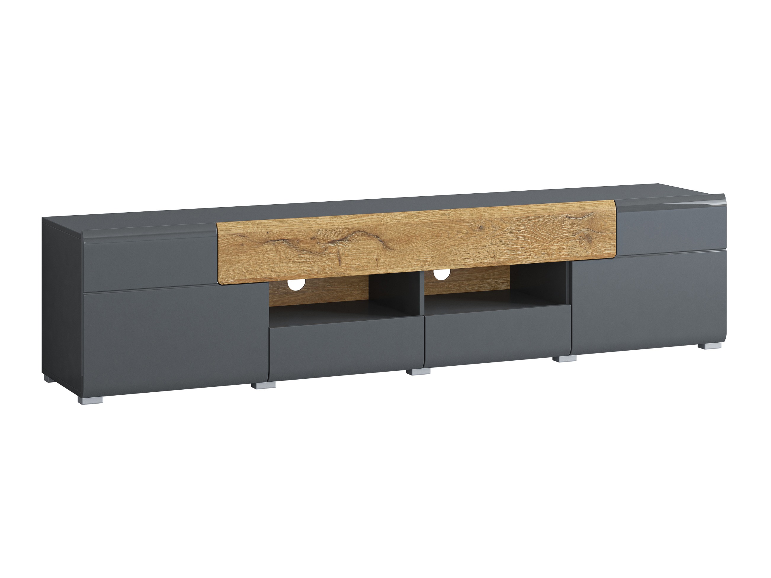 Mobile porta TV Torsone 113 (Antracite + Gloss antracite + Nipote di quercia)