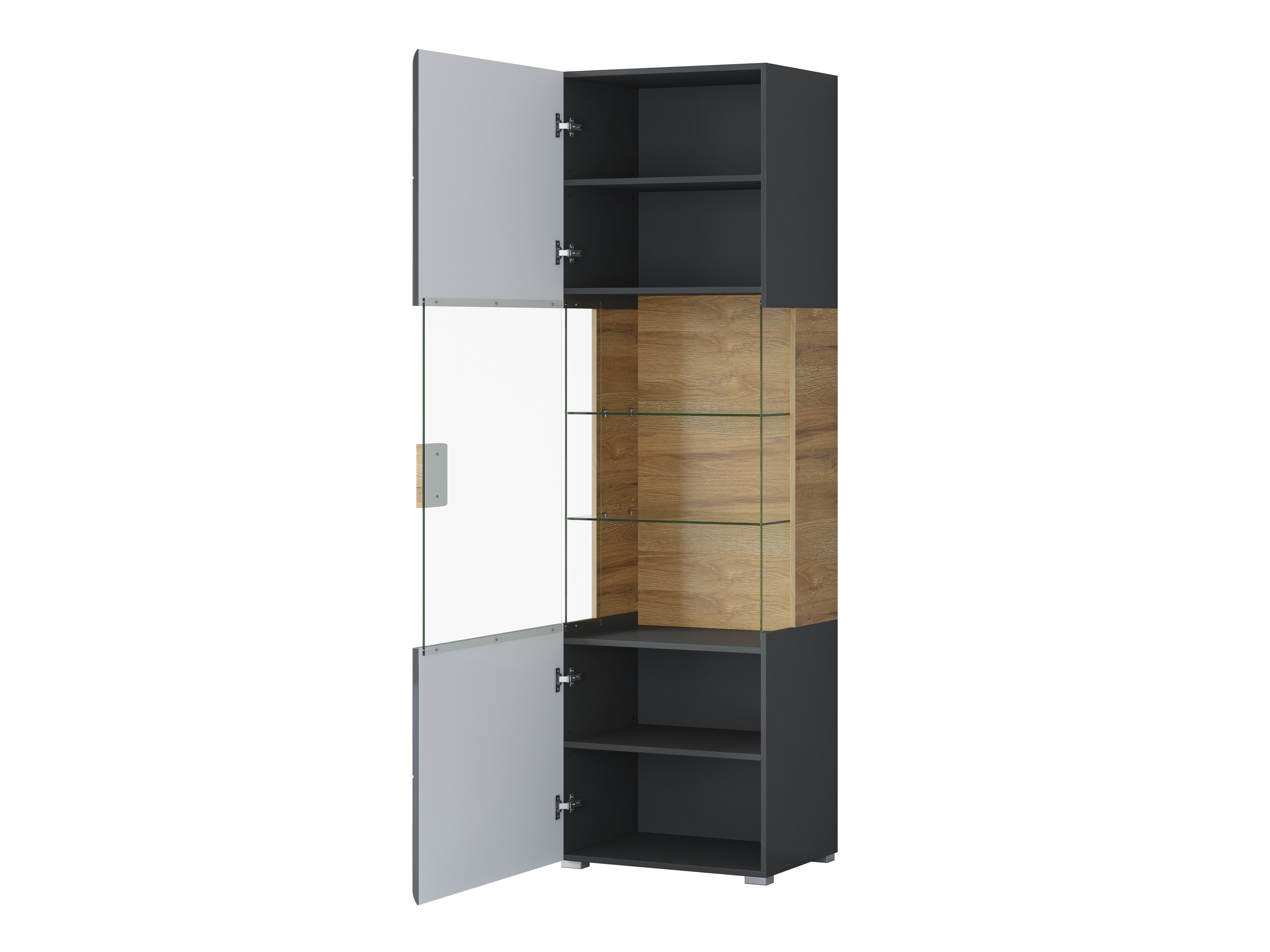 Scaffale Torsone 103 (Antracite + Gloss antracite + Nipote di quercia)