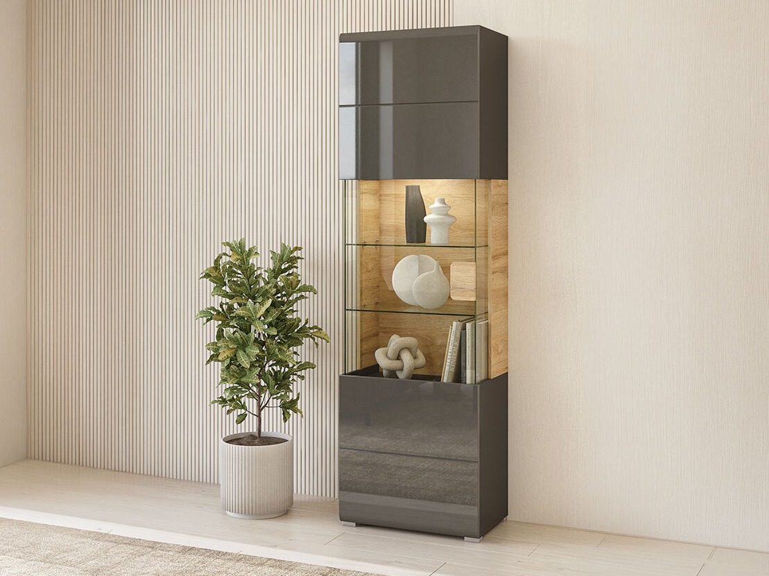 Scaffale Torsone 103 (Antracite + Gloss antracite + Nipote di quercia)