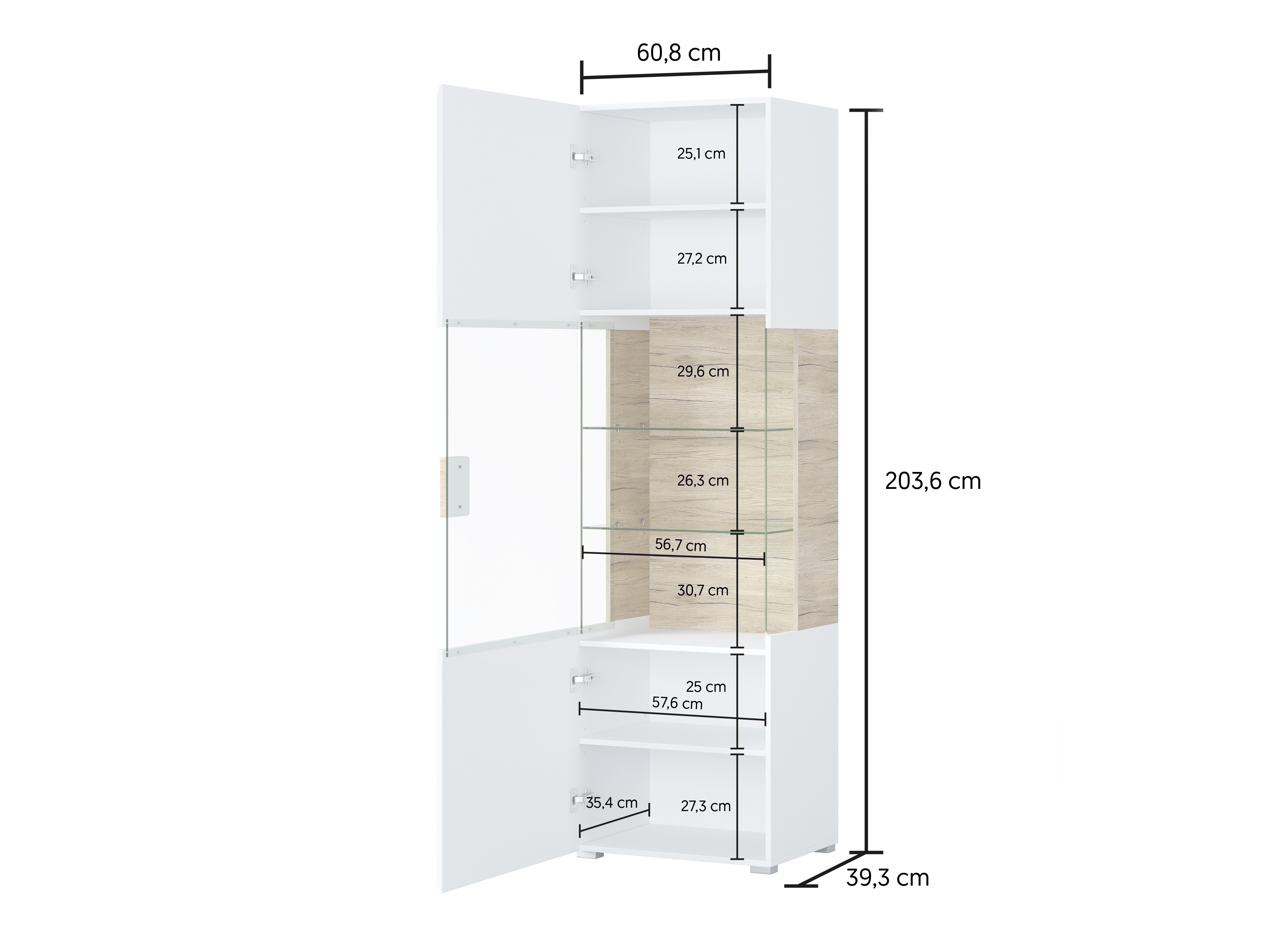 Scaffale Torsone 103 (Bianco + Bianco lucido)
