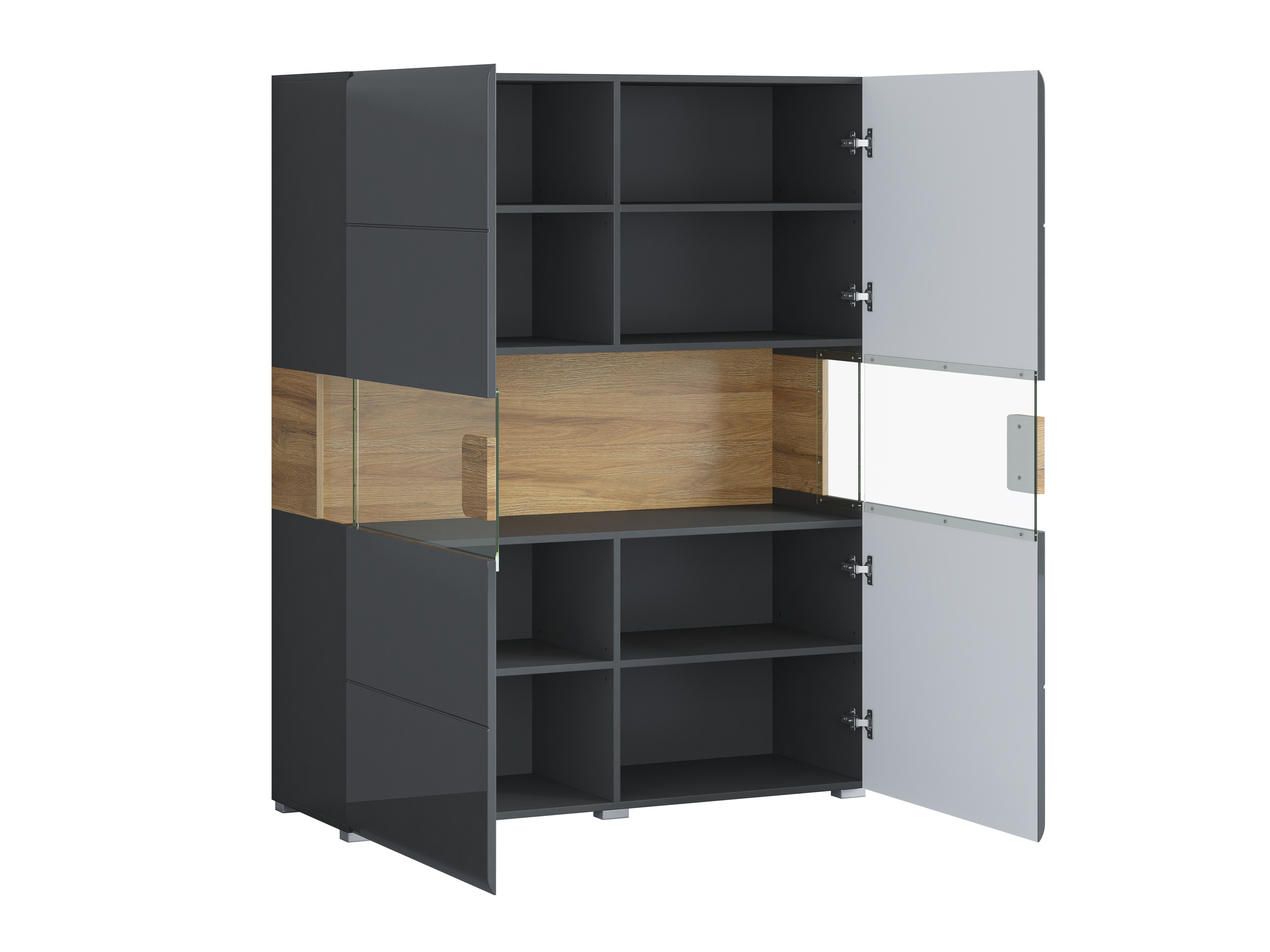 Scaffale Torsone 107 (Antracite + Gloss antracite + Nipote di quercia)