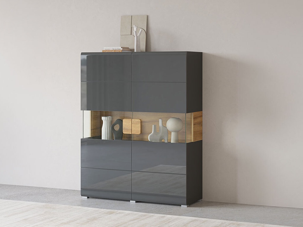 Scaffale Torsone 107 (Antracite + Gloss antracite + Nipote di quercia)