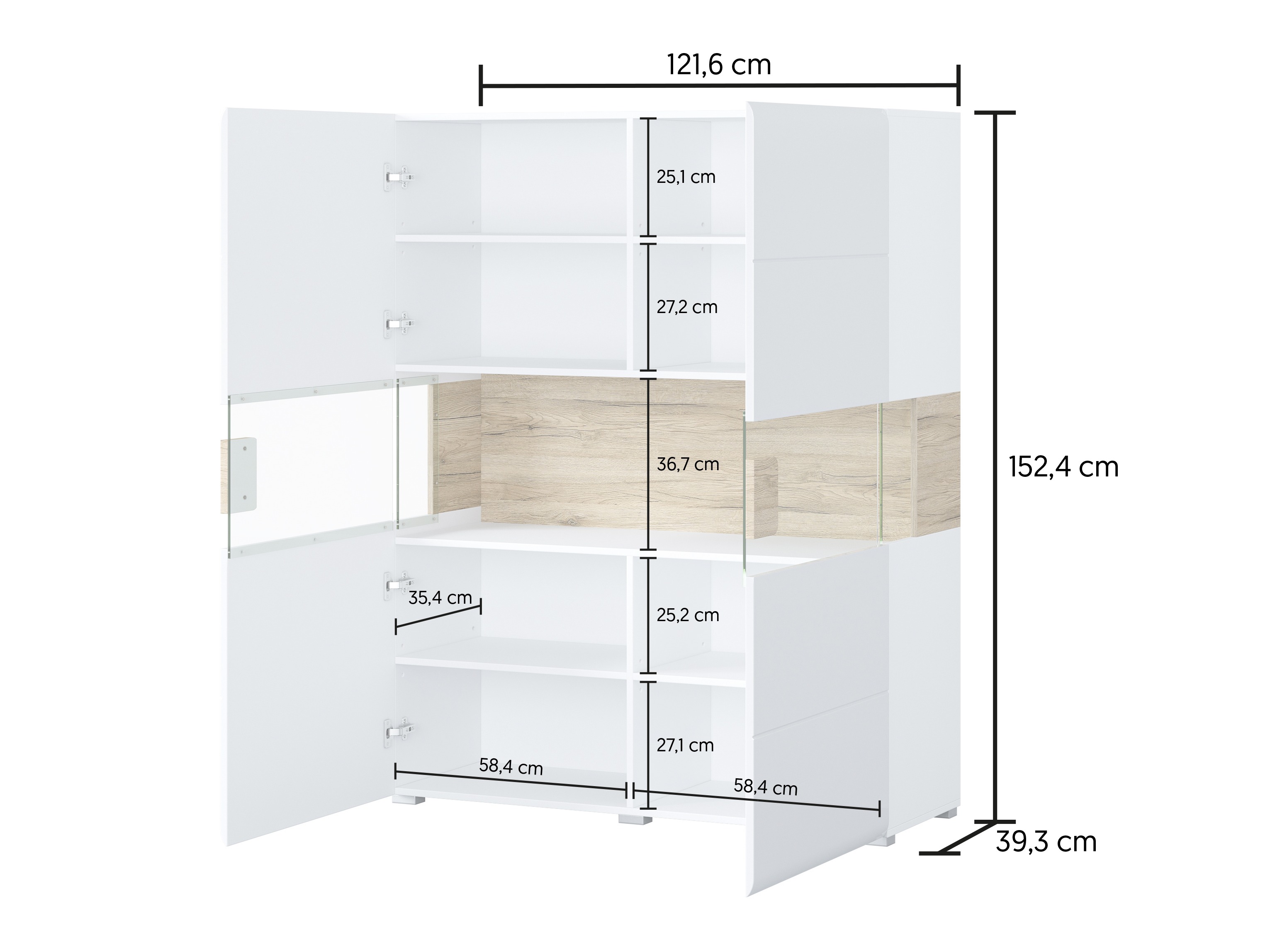 Scaffale Torsone 107 (Bianco + Bianco lucido + Quercia sanremo)