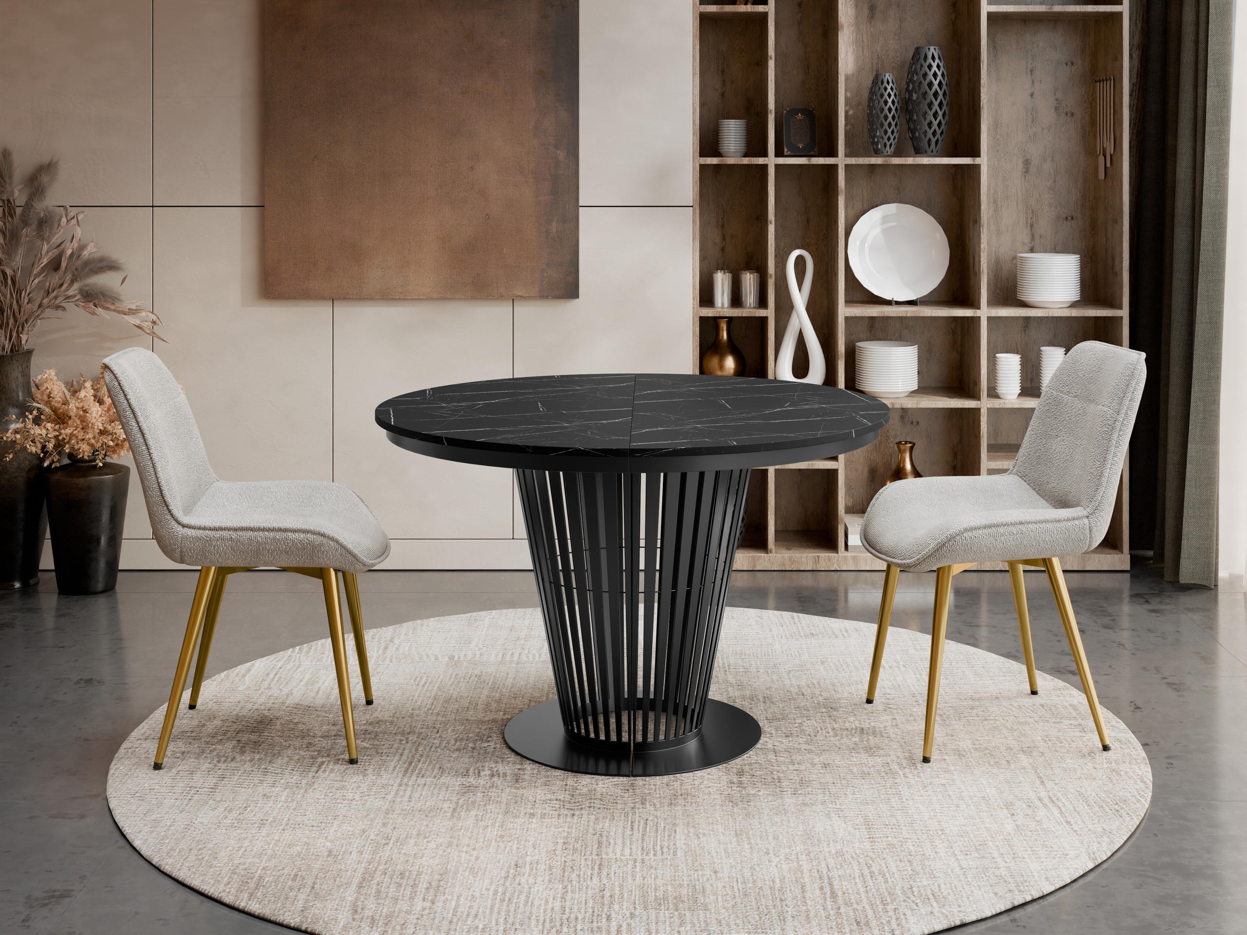 Tavolo Oswego 179 (Nero + Marmo nero)