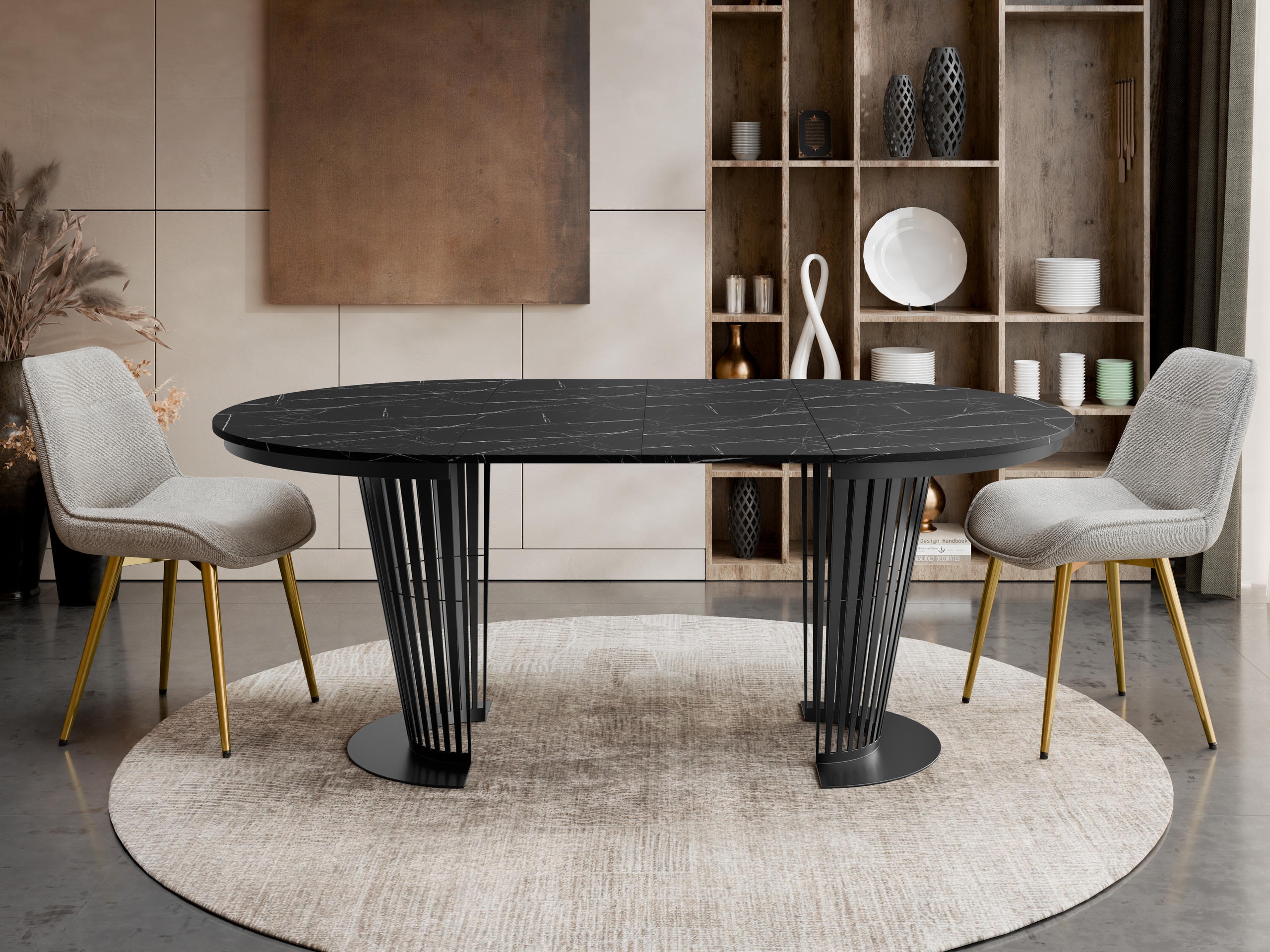 Tavolo Oswego 179 (Nero + Marmo nero)