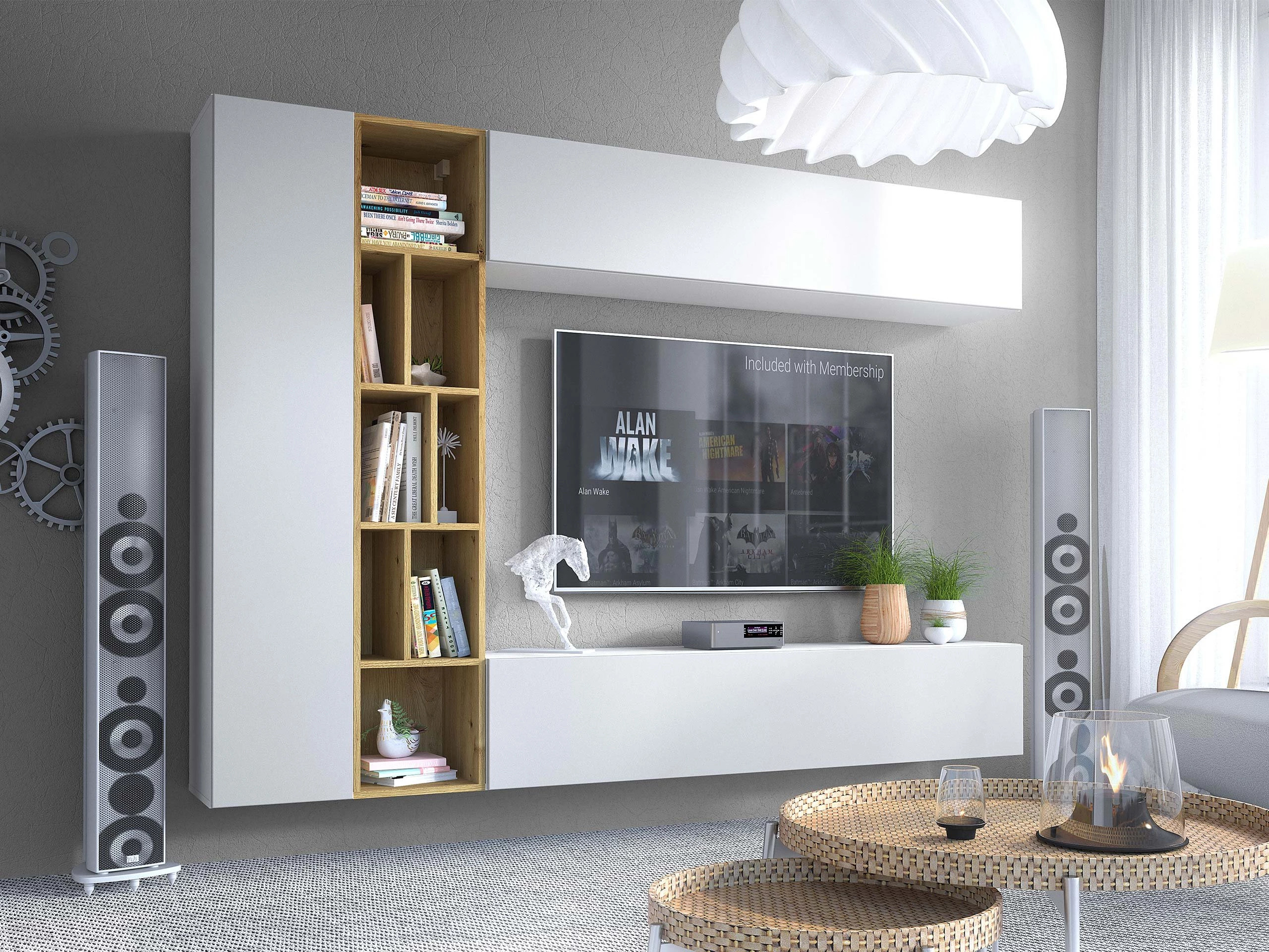 Parete attrezzata Comfivo Natura (Bianco + Rovere Artisan)