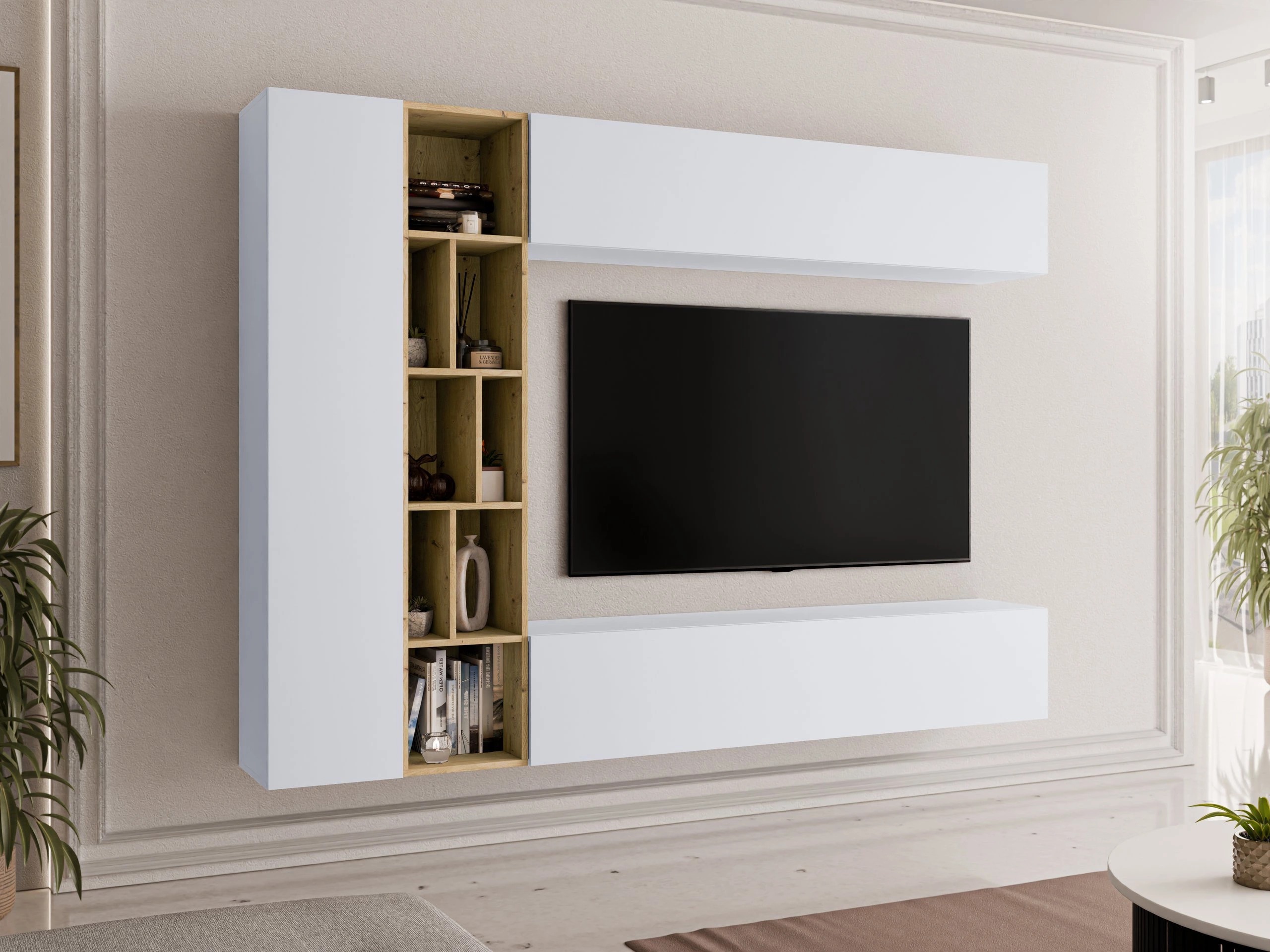 Parete attrezzata Comfivo Natura (Bianco + Rovere Artisan)