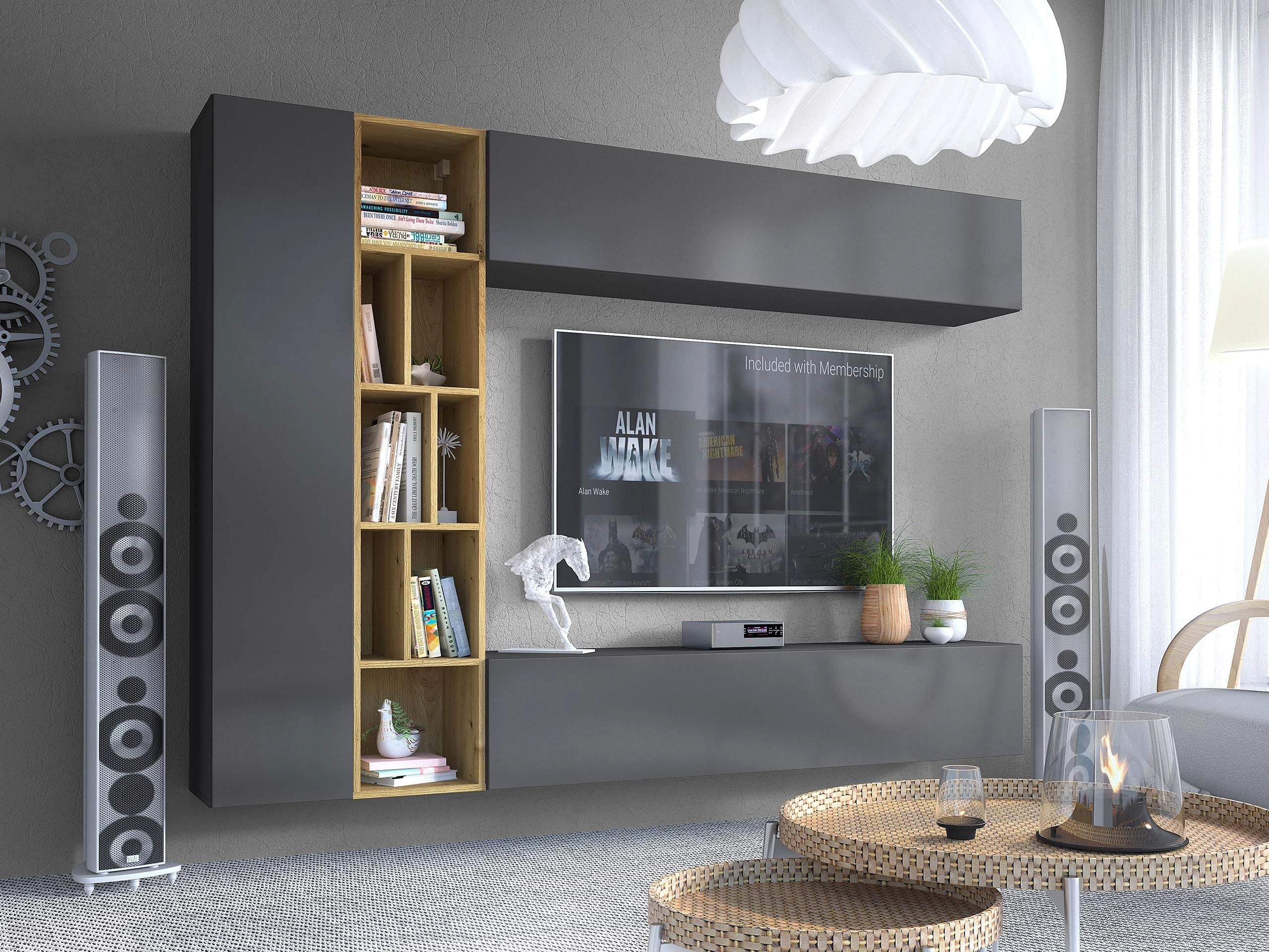 Parete attrezzata Comfivo Natura (Grigio + Rovere Artisan)