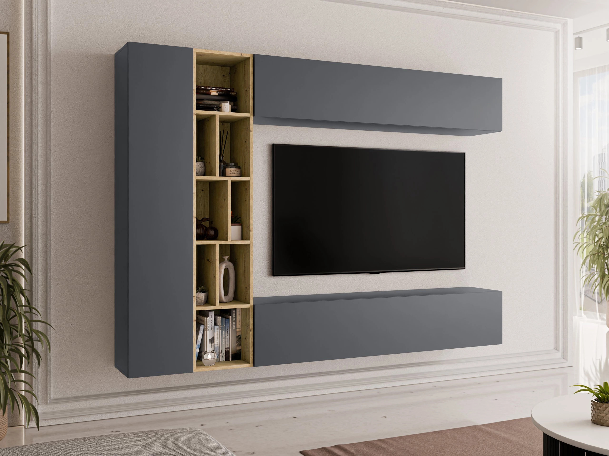 Parete attrezzata Comfivo Natura (Grigio + Rovere Artisan)